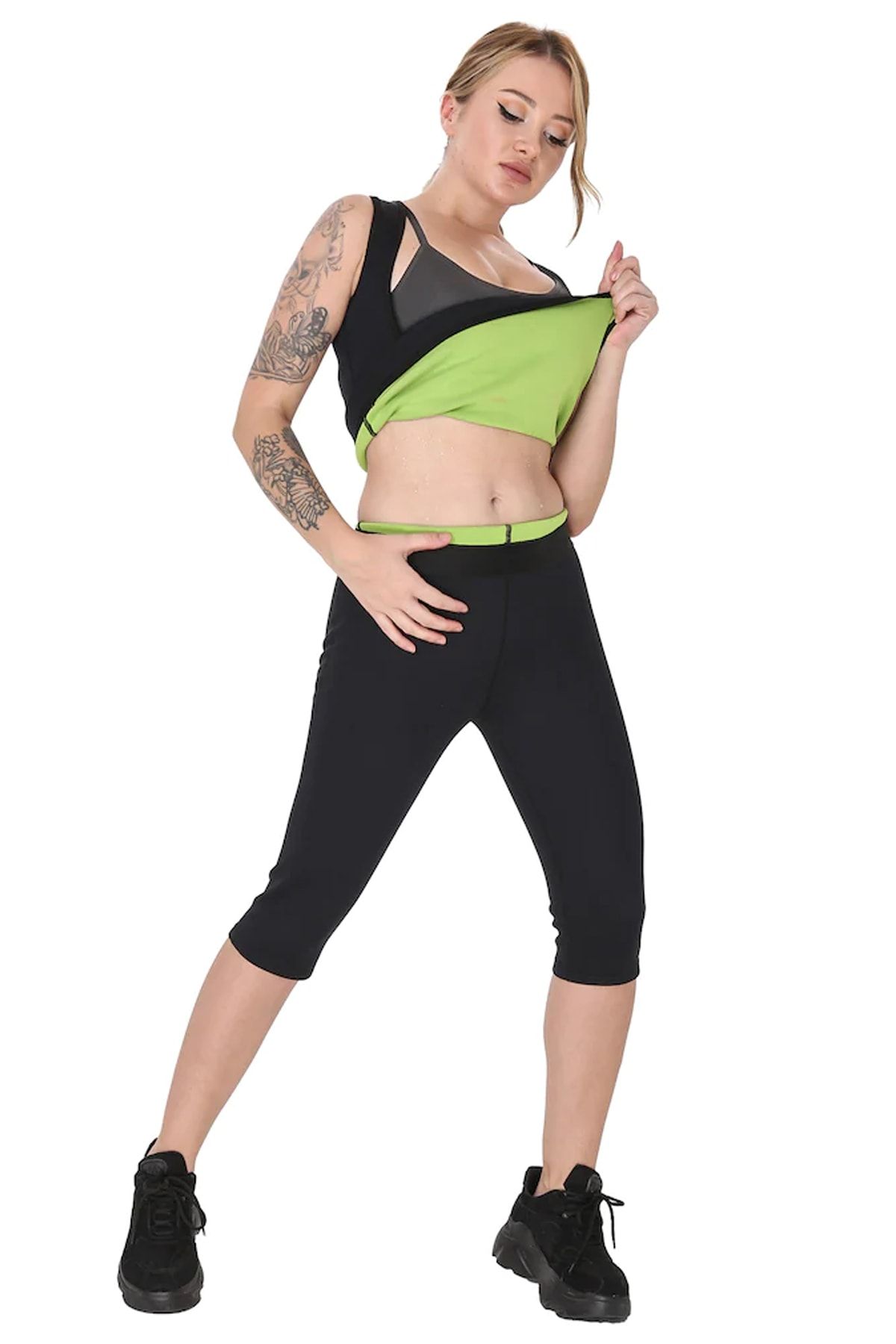 FİTHOME Neopren Zayıflama Terleme Ve Spor Atlet Dizaltı Tayt Takımı