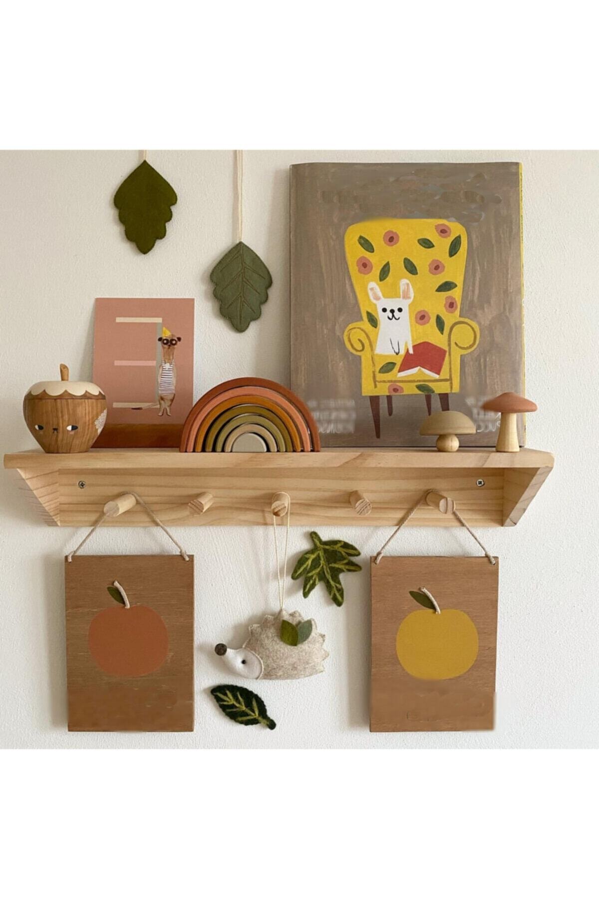 WOODENSA Ahşap Askılık,çocuk Odası Askılık ,çocuk Odası Rafı