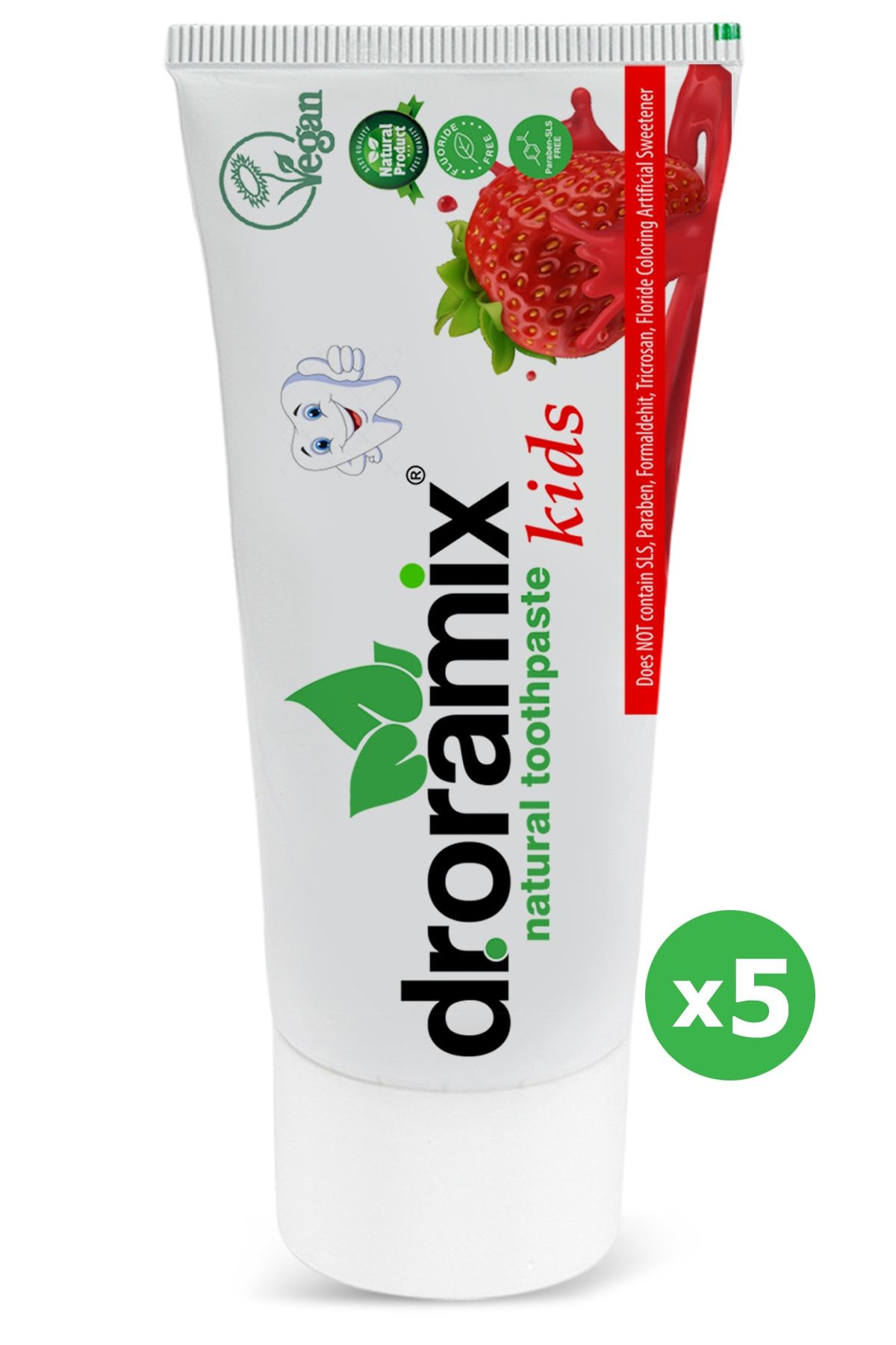 Dr. Oramix Kids Florürsüz Vegan Diş Macunu 5li Set