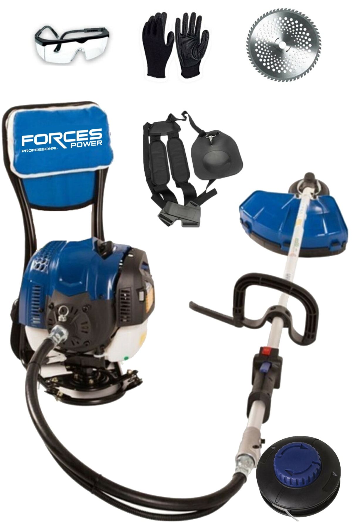 forces power Germany X-turbo 6.9 Hp Metal Şanzıman Benzinli Sırt Tipi Ot Çayır Biçme Tırpan Makinesi Profesyonel