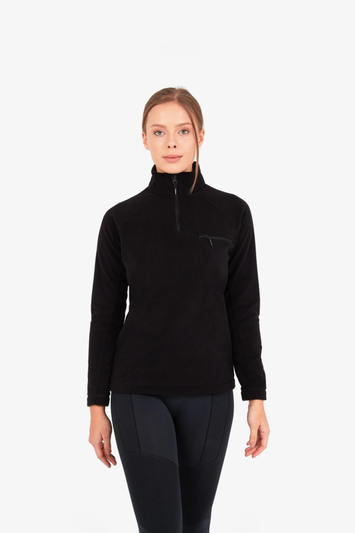 Blackspade 50469 Kadın Fermuarlı Polar Sweatshirt -siyah