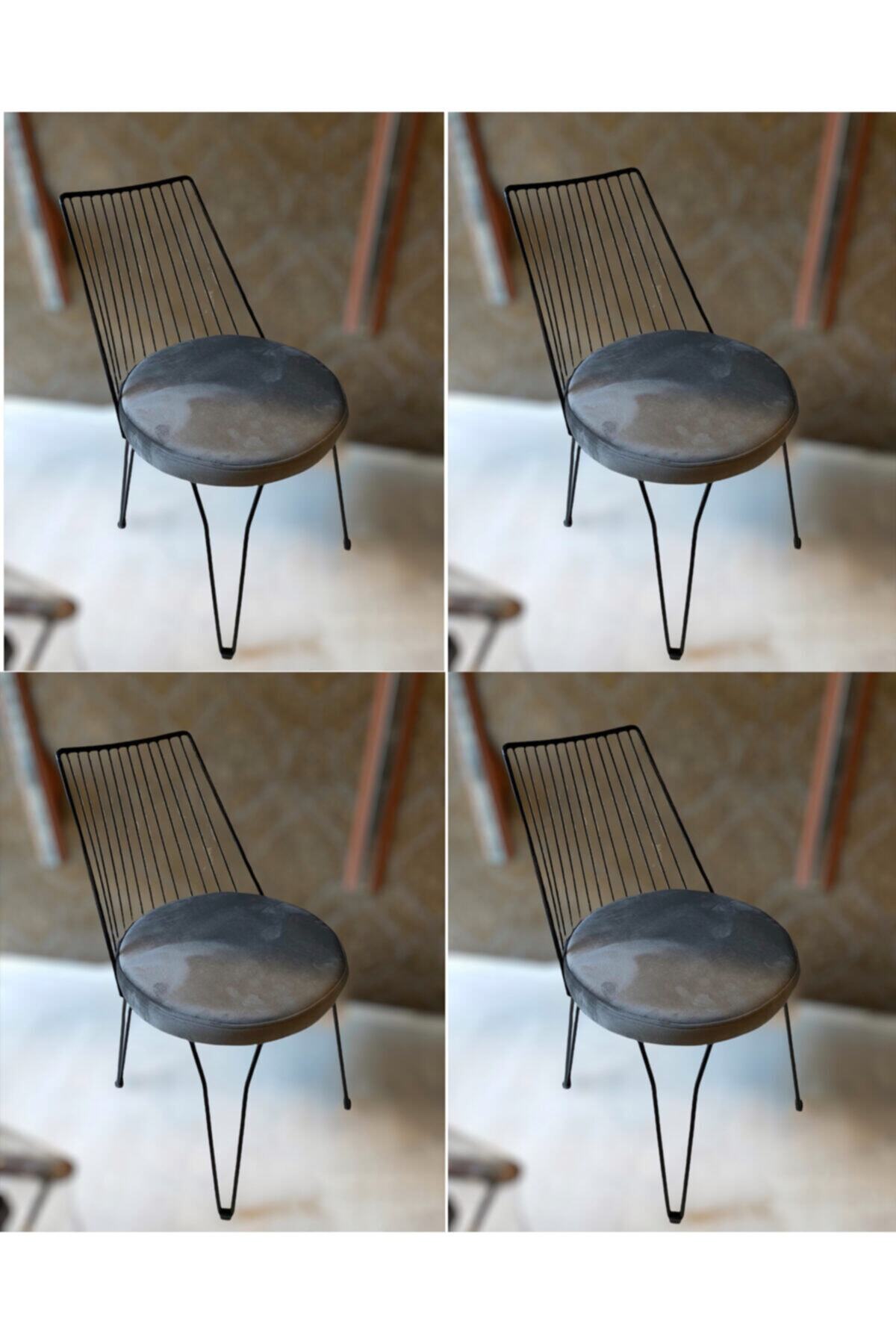 Sandalye Shop Lavinya Sandalye Gri Siyah 4lü (YENİ ÜRÜN.)