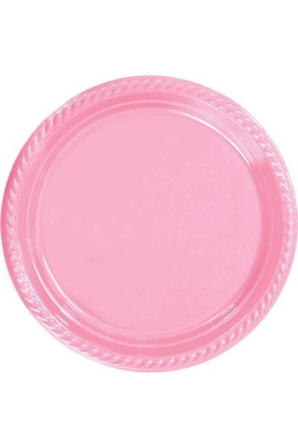 EvimShopping Parti Aksesuar Pembe Plastik Tabak 22 Cm 25li