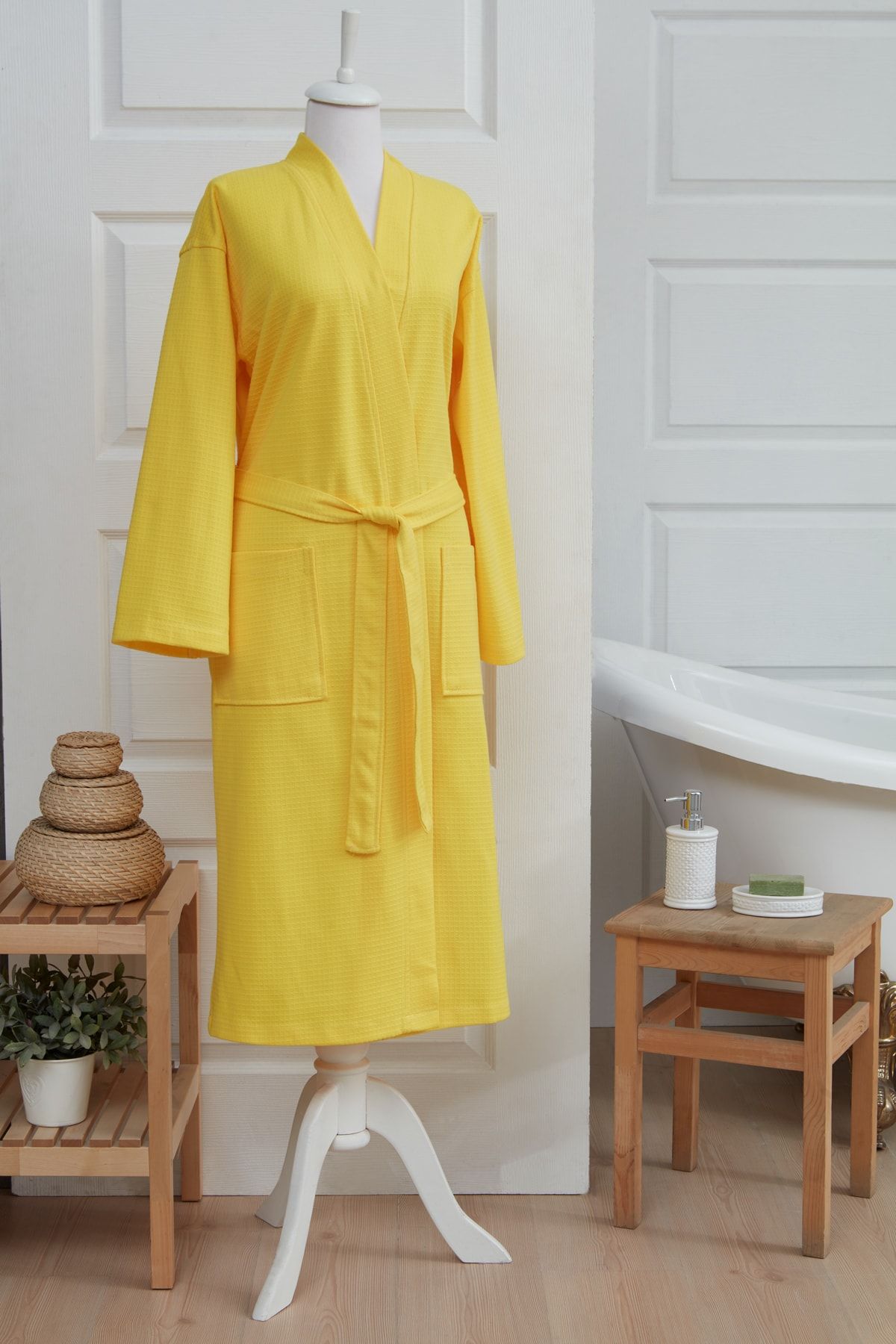 LaMir Home Tricot %100 Pamuk Örme Pike Bornoz-sarı