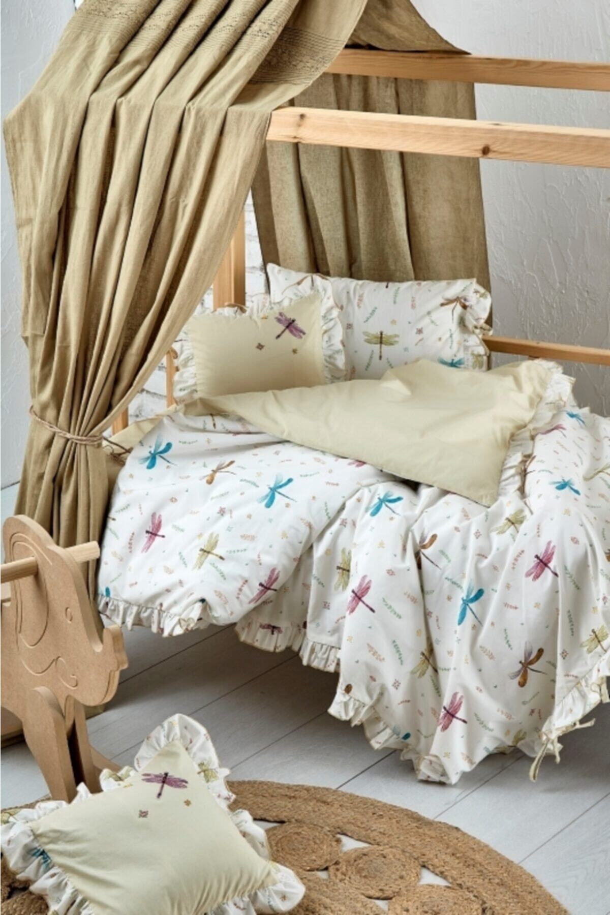 Ecocotton Organik Pamuk Nina Bebek Nevresim Seti Krem 100*150