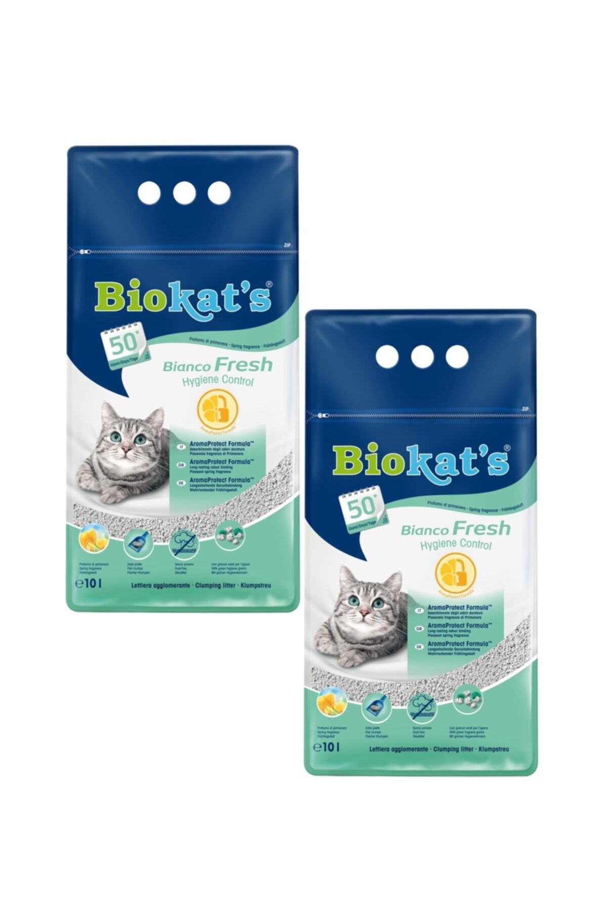 Biokats Biokat's Bianco Fresh Hijyenik Topaklanan Bentonit Kedi Kumu 10 Lt (2 Adet)