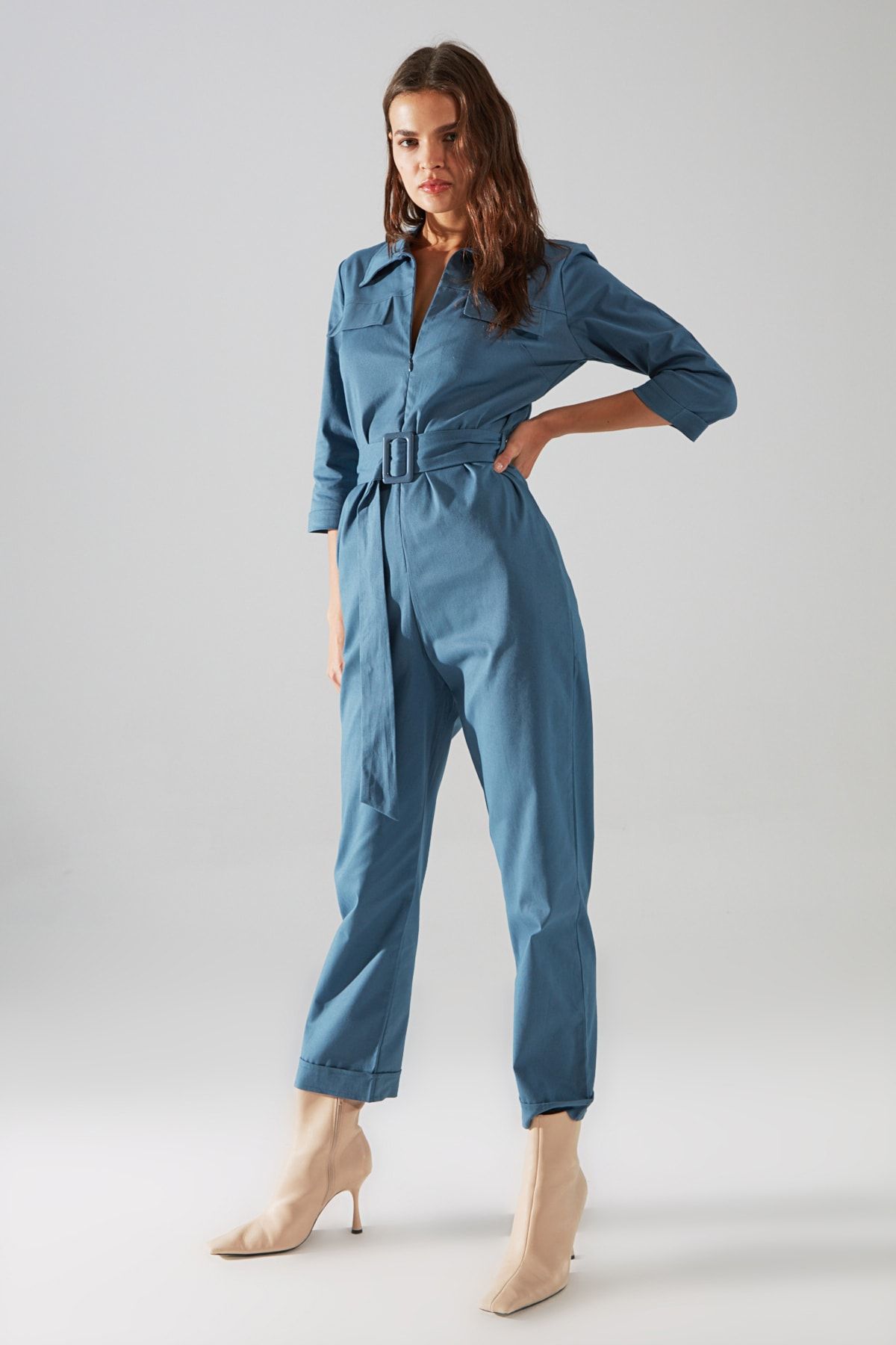 TRENDYOLMİLLA Indigo Kemerli Tulum TWOSS20TU0017