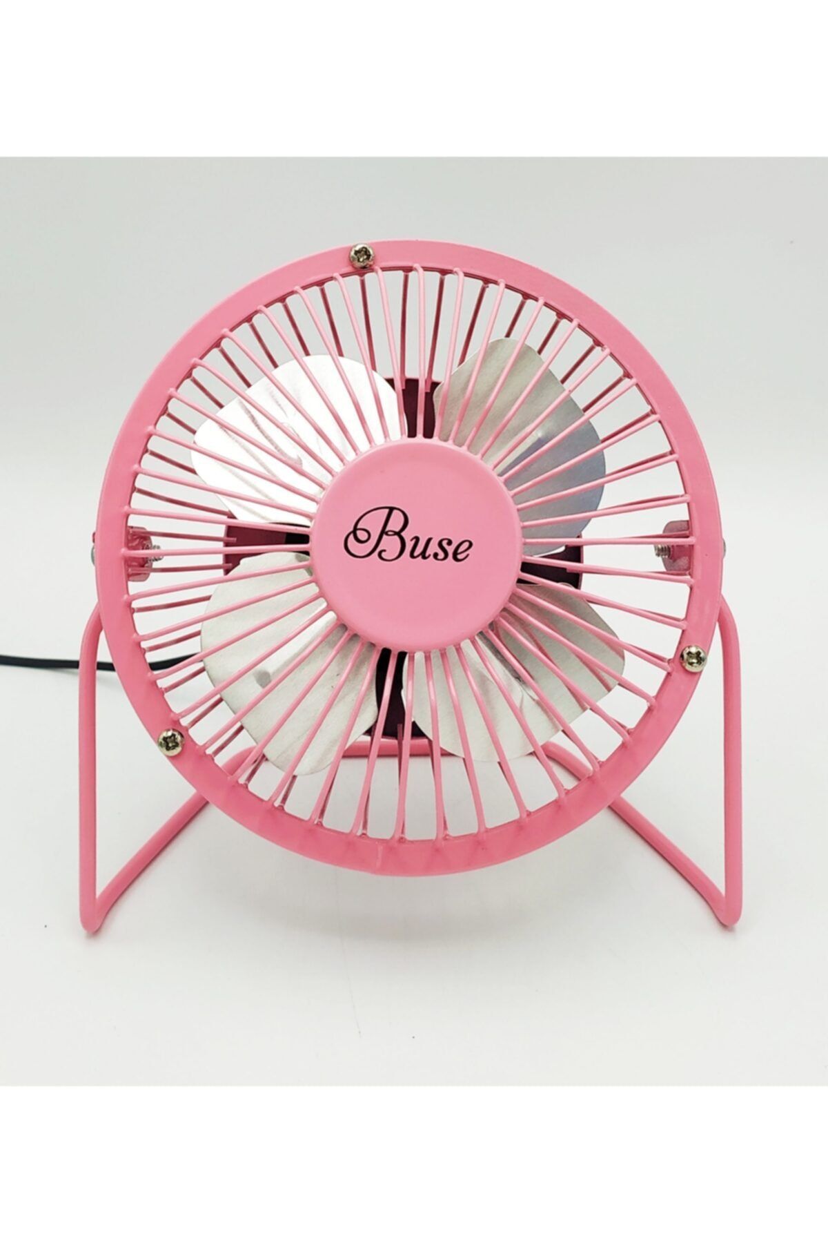 BAKSEPETE Masaüstü Mini Metal Vantilatör Isim Yazılı Pembe