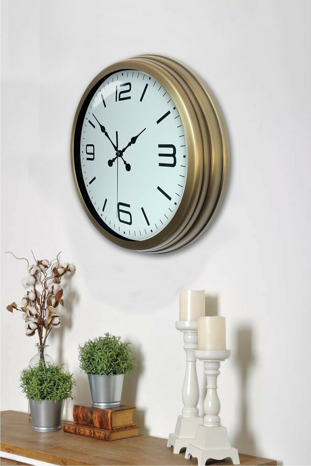 VeraConcept Hediyelik Ofis Salon Eskitme Metal Klasik Duvar Saati 40 Cm