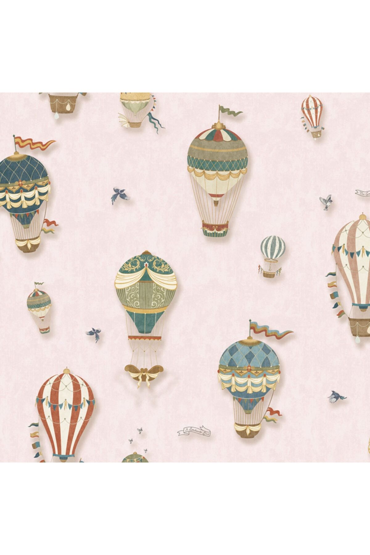 DU&KA Pembe Renk Balon Desenli Çocuk Odası Duvar Kağıdı