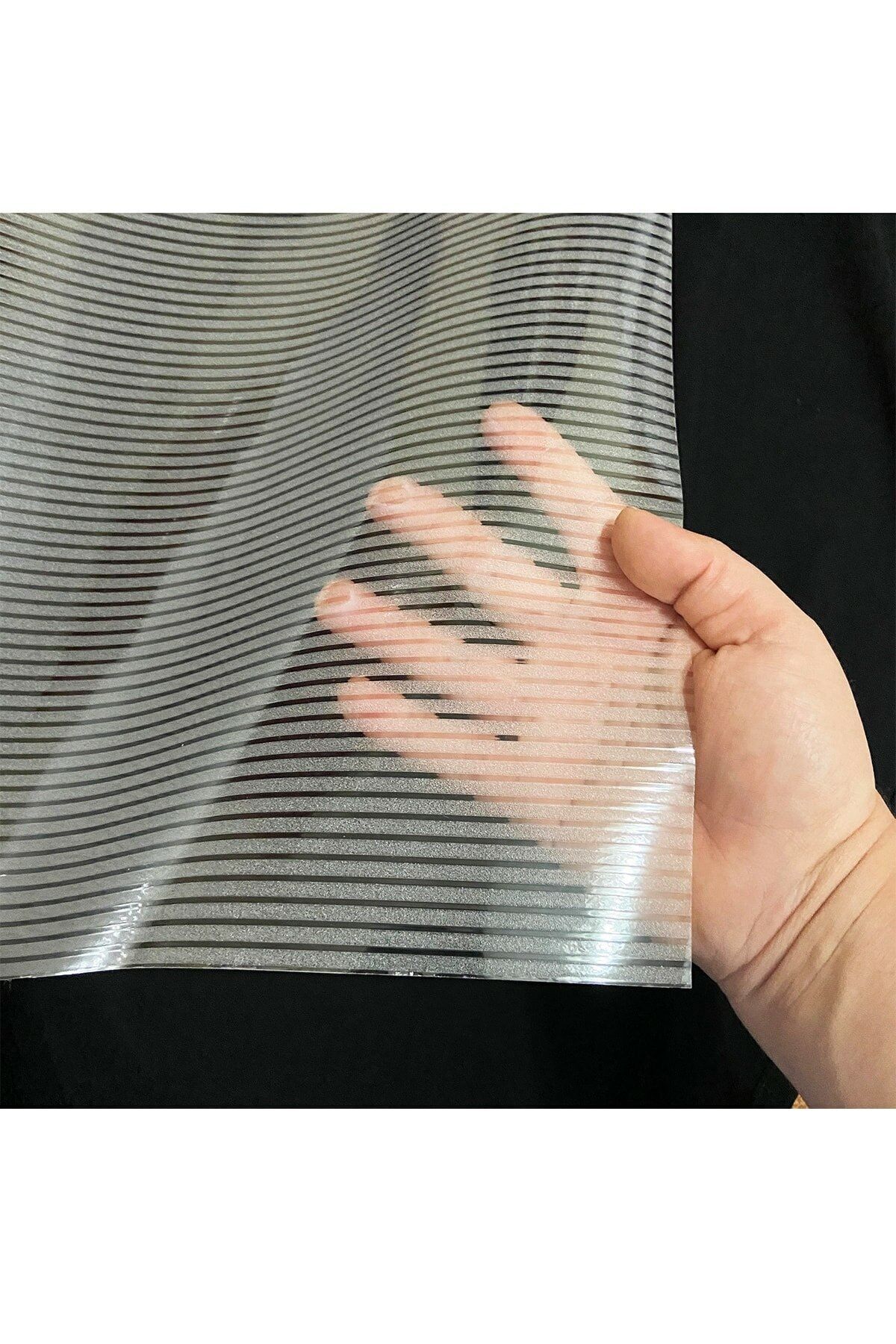 Örtücüm 60 Cm X 2 Metre Statik Buzlu Çizgili Kumlama Cam Folyo Ev Ofis Duşakabin Desenli Cam Filmi