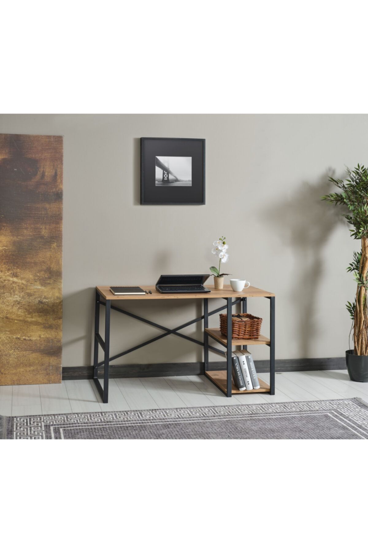Aşk Mobilya Metal Çalışma Masası 2 Raflı 60x120 Bilgisayar Masası