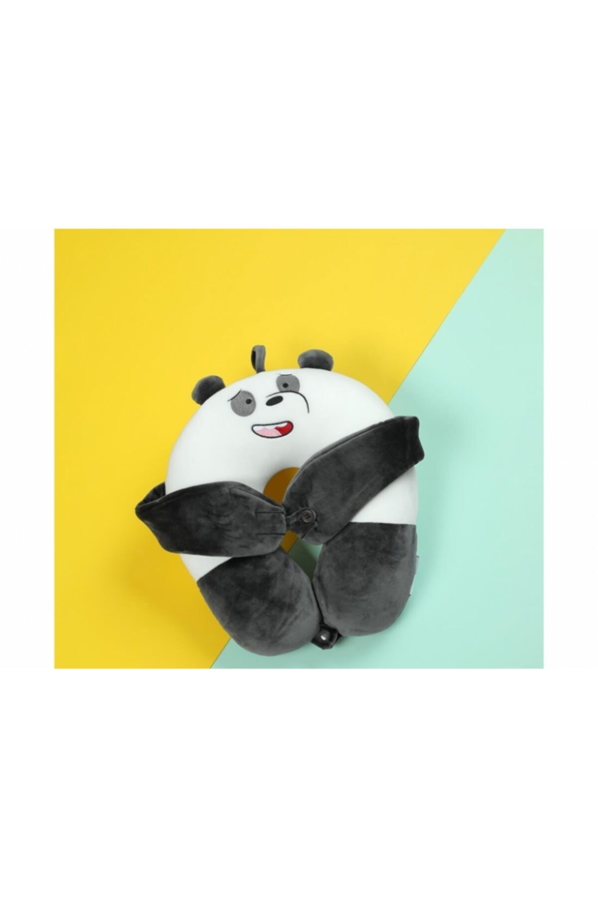 SHIVA Gift&More Boyun Yastığı Ile Göz Maskesi We Bare Bears Panda Uyku Ve Oyun Arkadaşı 31 X31 Cm
