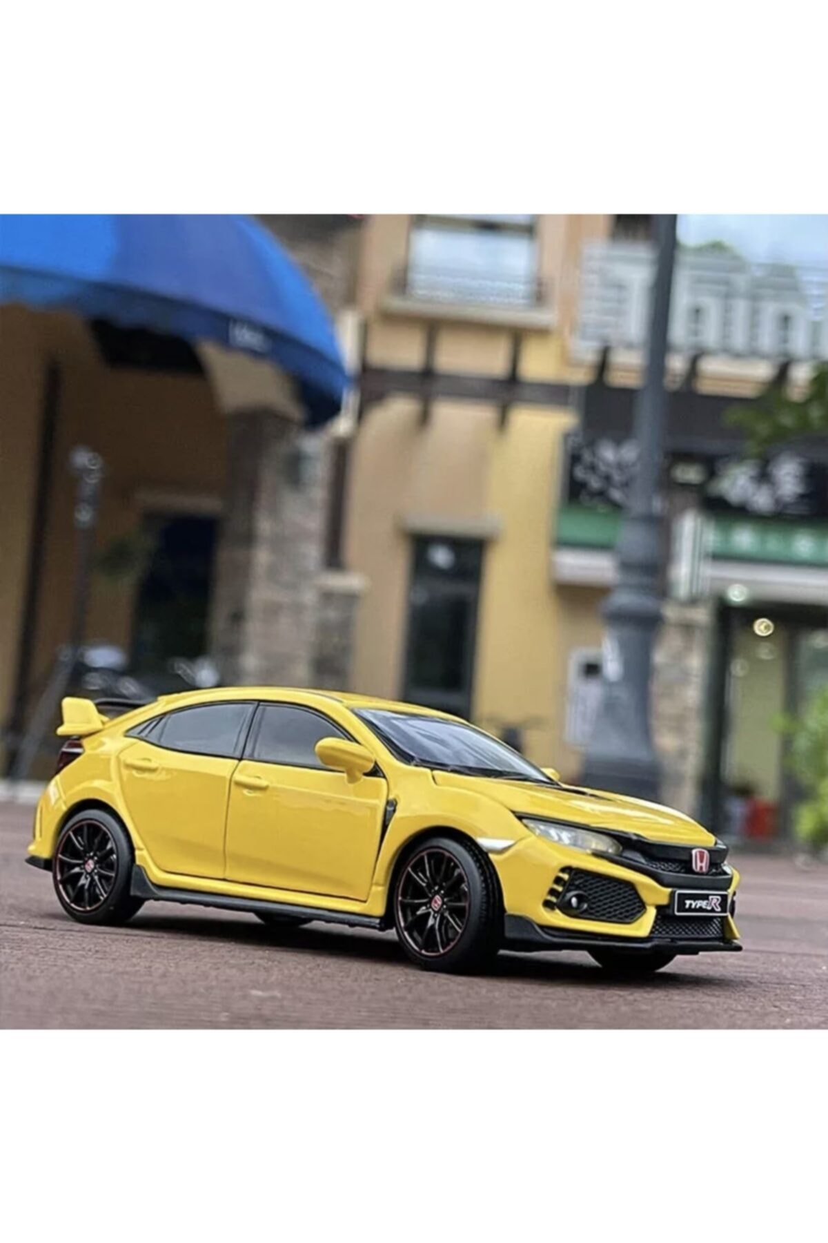 toysandmore Honda Civic Type-r Metal Die Cast Işıklı Sesli Kapılar Kaput Bagaj Açılır Sarı