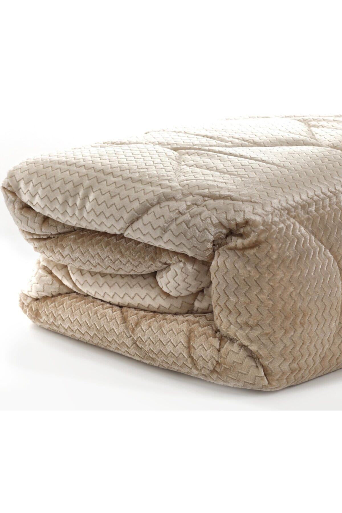 Merinos Tek Kiş Zigzag Fashion Micro Yorgan Bej