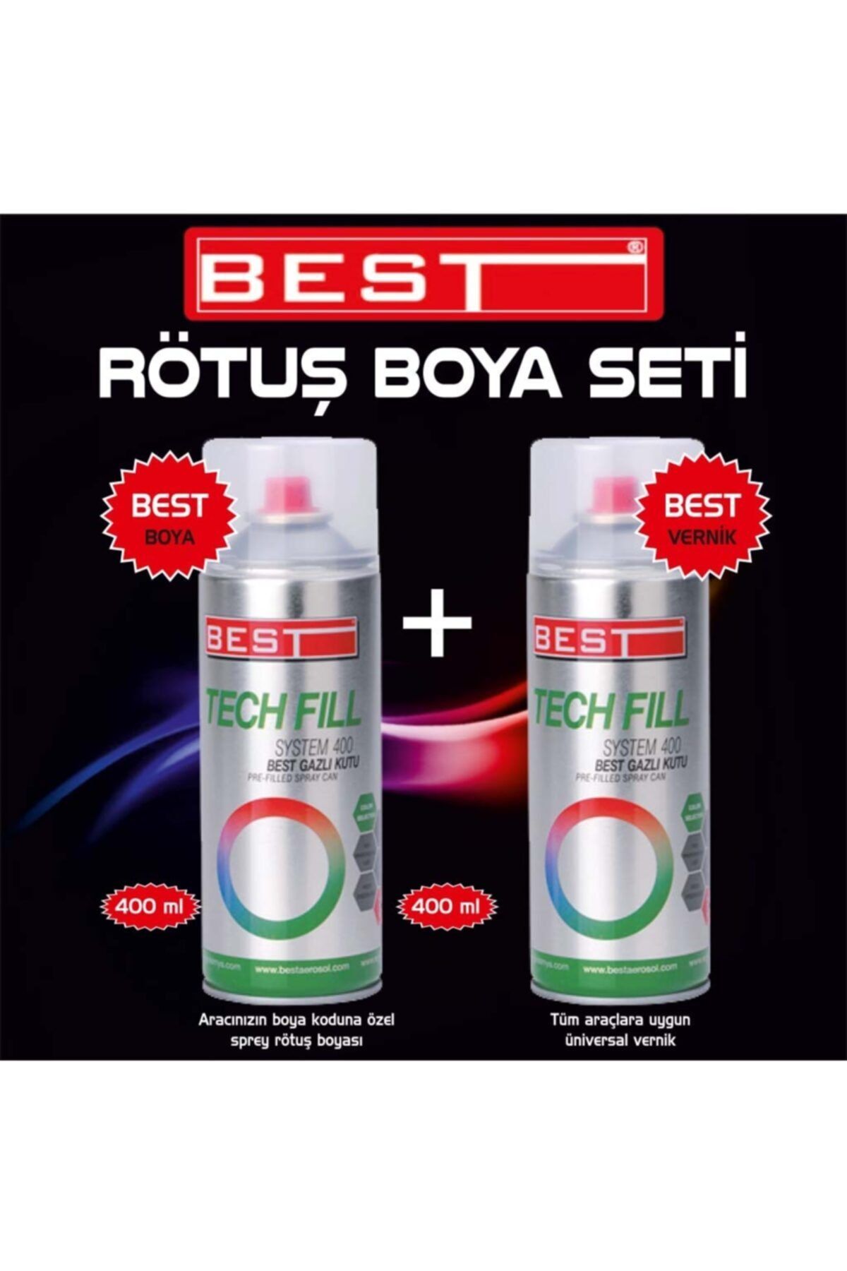 Best Aracınızın Boya Koduna Özel Sprey Rötüş Boya Seti 400 Ml + 400 Ml Vernik
