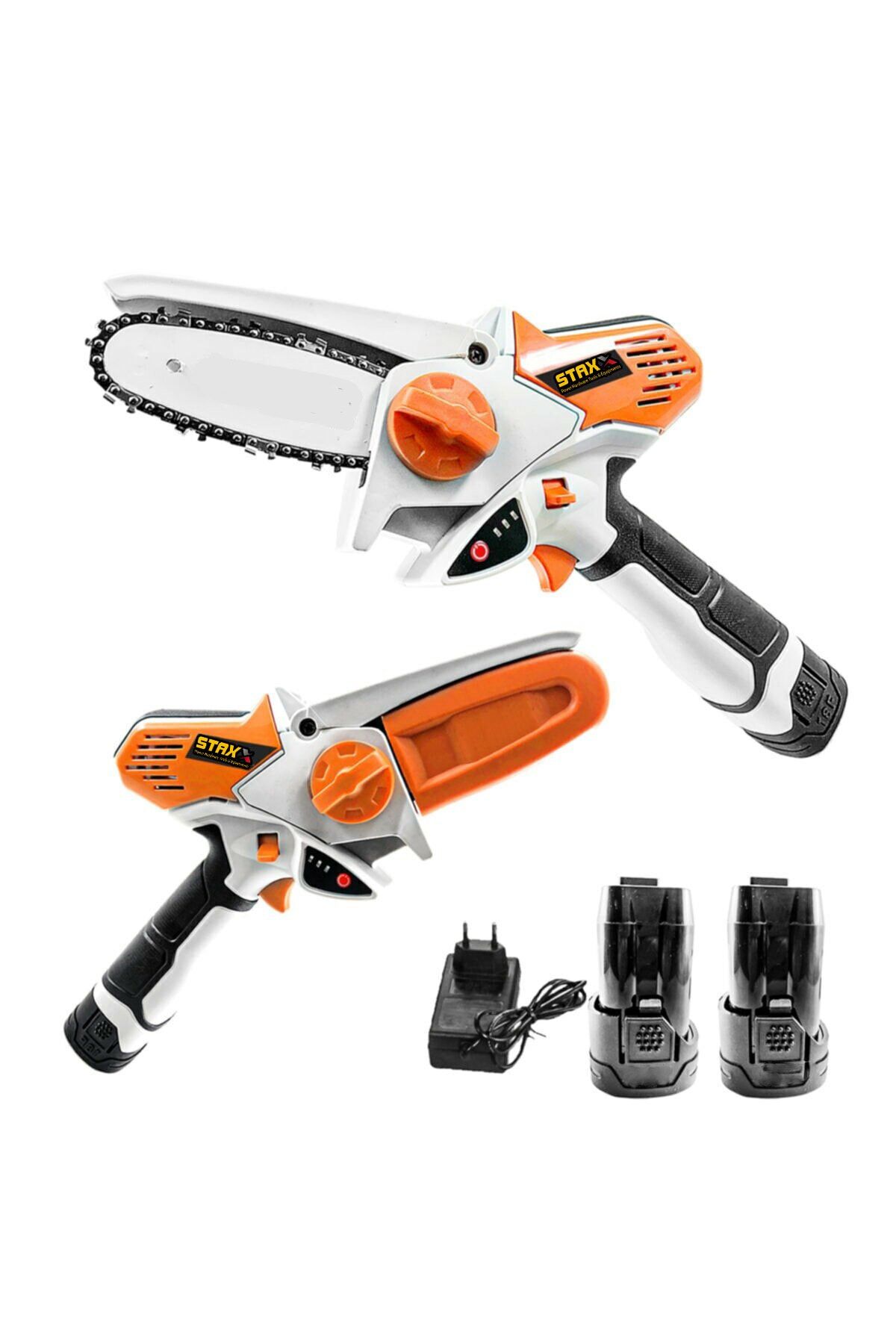 STAXX POWER 24v 4ah Lion Çift Akülü Şarjlı Mini Dal Budama Makinesi Kesme El Testeresi Portatif Mini Bıçkı