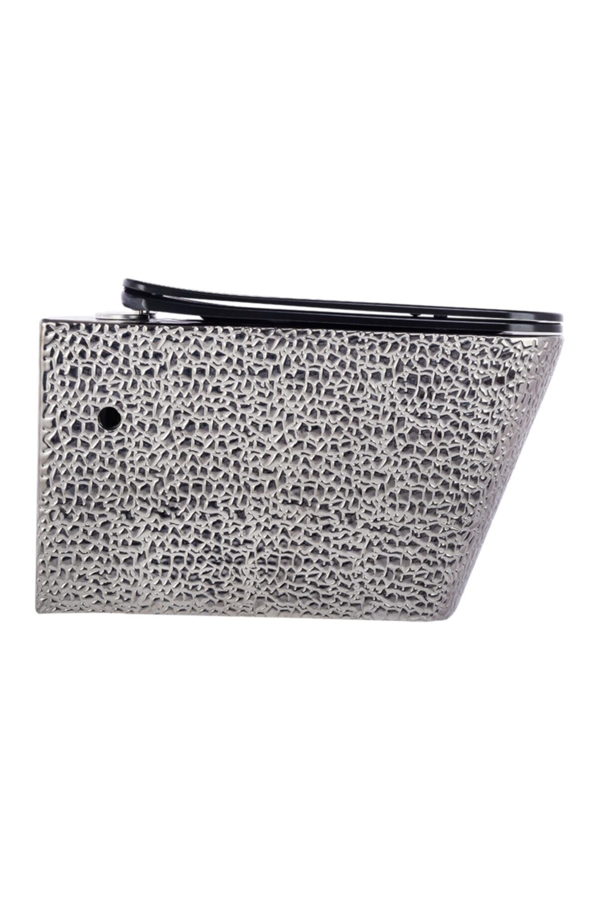 Pure Concept Crocodile Silver-black Kanalsız Asma Klozet + Yavaş Kapanır Kapak