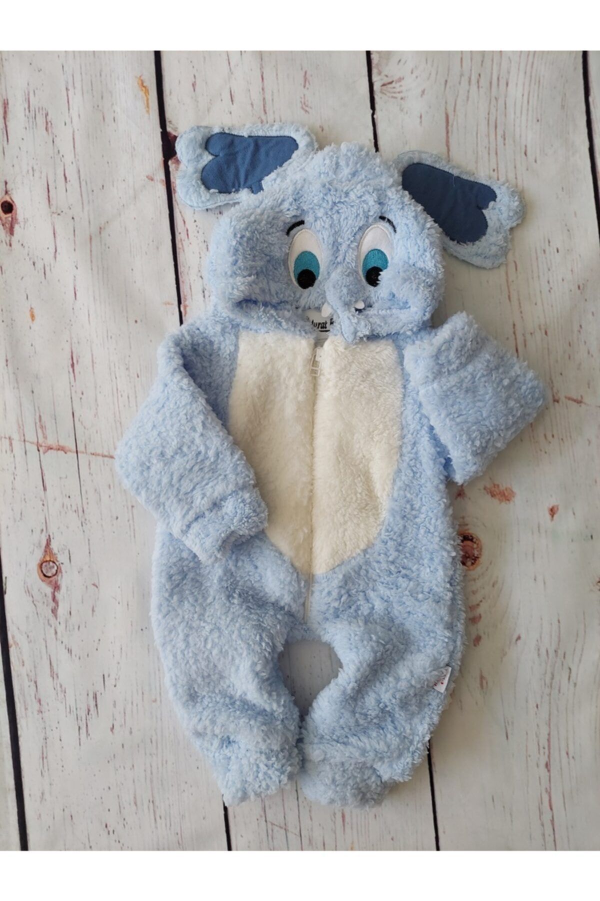Murat Baby By Fil Işlemeli Welsoft Mavi Bebek Tulumu