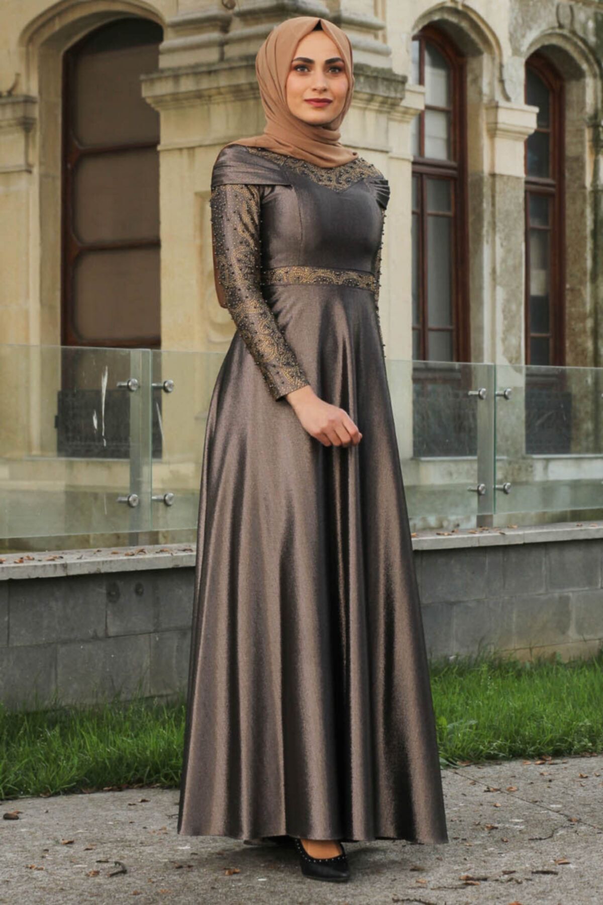 Feiza Collection Incili Vizon Tesettür Abiye Elbise