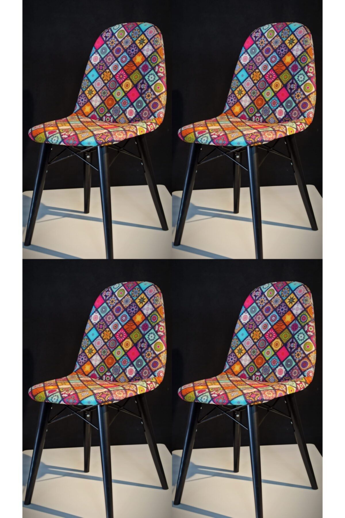 Solay Home Eames 4'lü Sandalye Takımı - Ofis - Cafe - Mutfak - Yemek Odası Sandalyesi