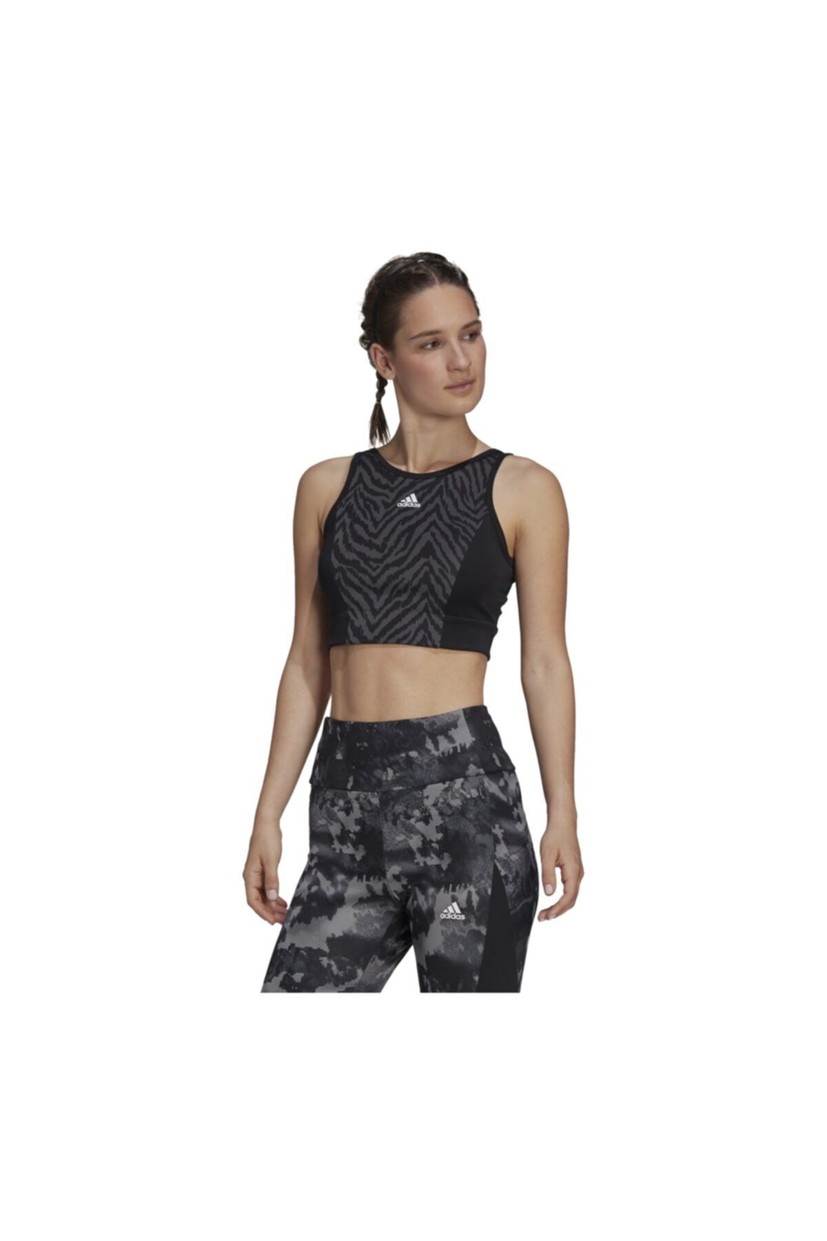 adidas Aeroready Designed To Move Zebra-print Crop Kadın Bra