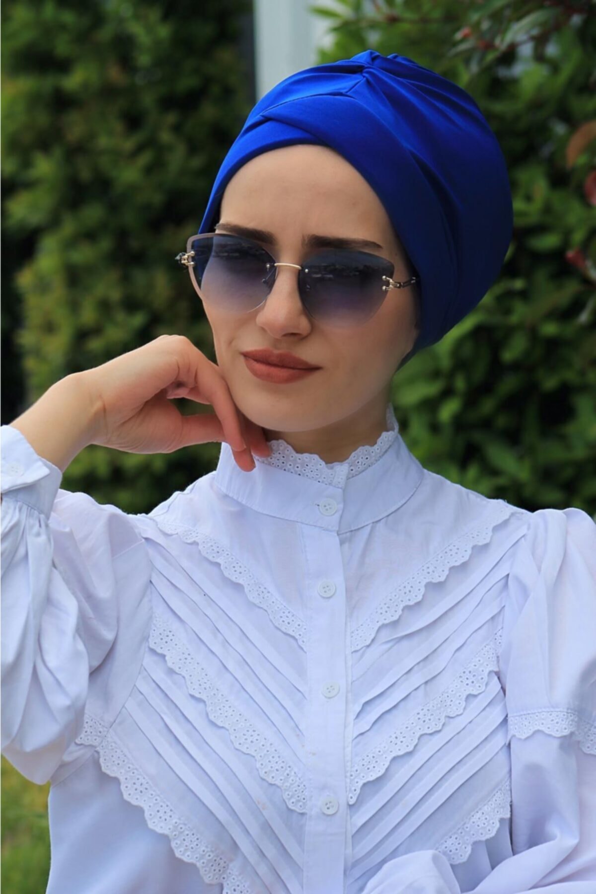 Mursen Bone Şal Hazır Tesettür Giyim Çapraz Bone Saks Mavisi