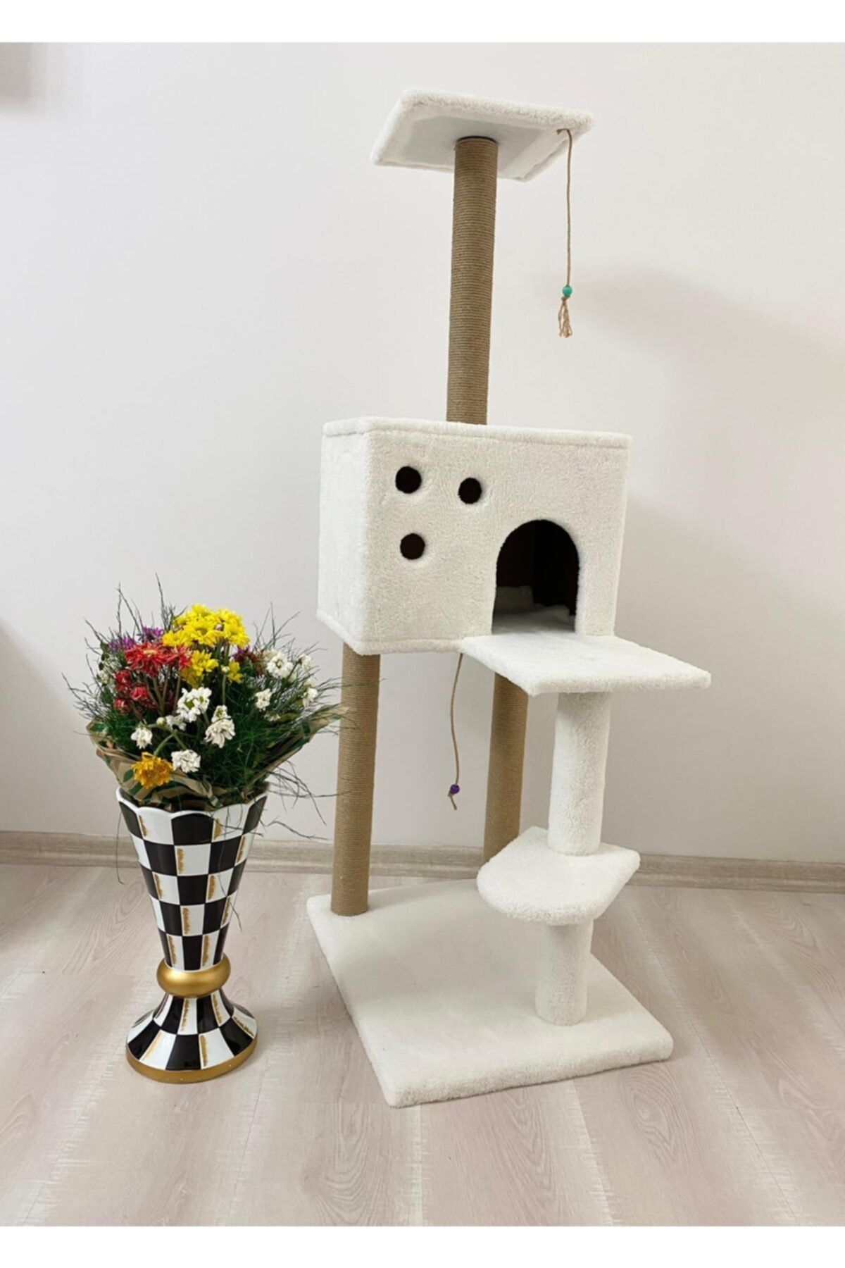 Enzoo Beyaz Kedi Tırmalama Platformu