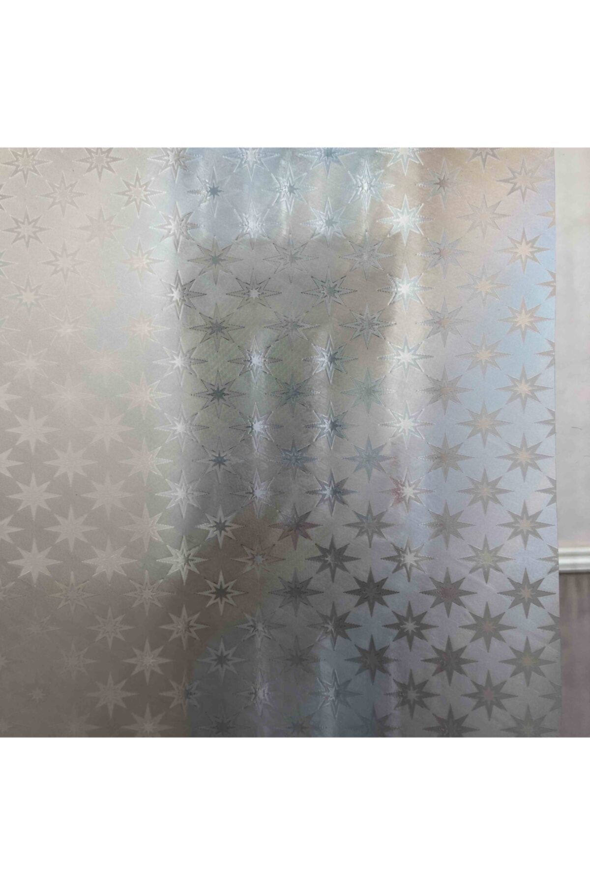 Örtücüm 75 Cm X 9 Metre Buzlu Statik Kumlama Cam Folyo Ev Ofis Duşakabin Yıldız Desenli Cam Filmi
