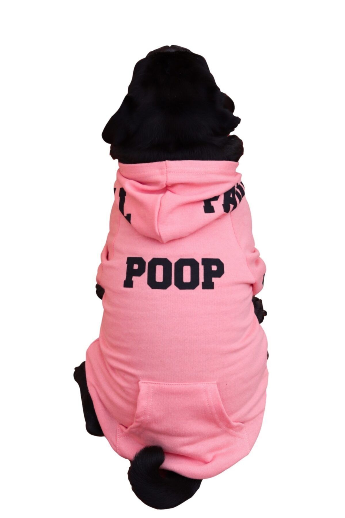 Falpaw 'poop' Baskılı Kapüşonlu Pamuklu Pembe Köpek Sweatshirt-kedi Sweatshirt