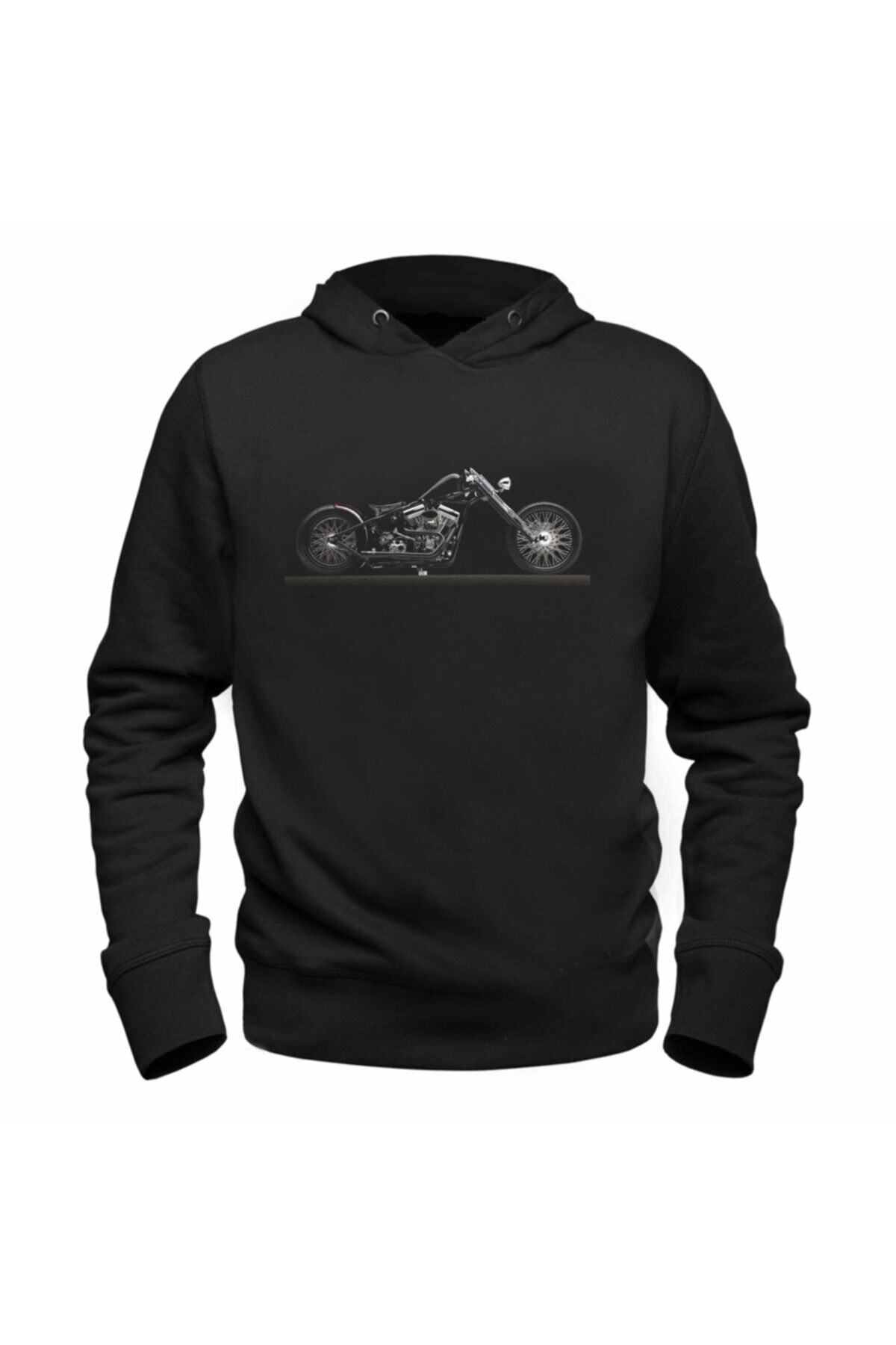 Alfa Tshirt Motorcycle Rider Tasarım Baskılı Siyah Sweatshirt