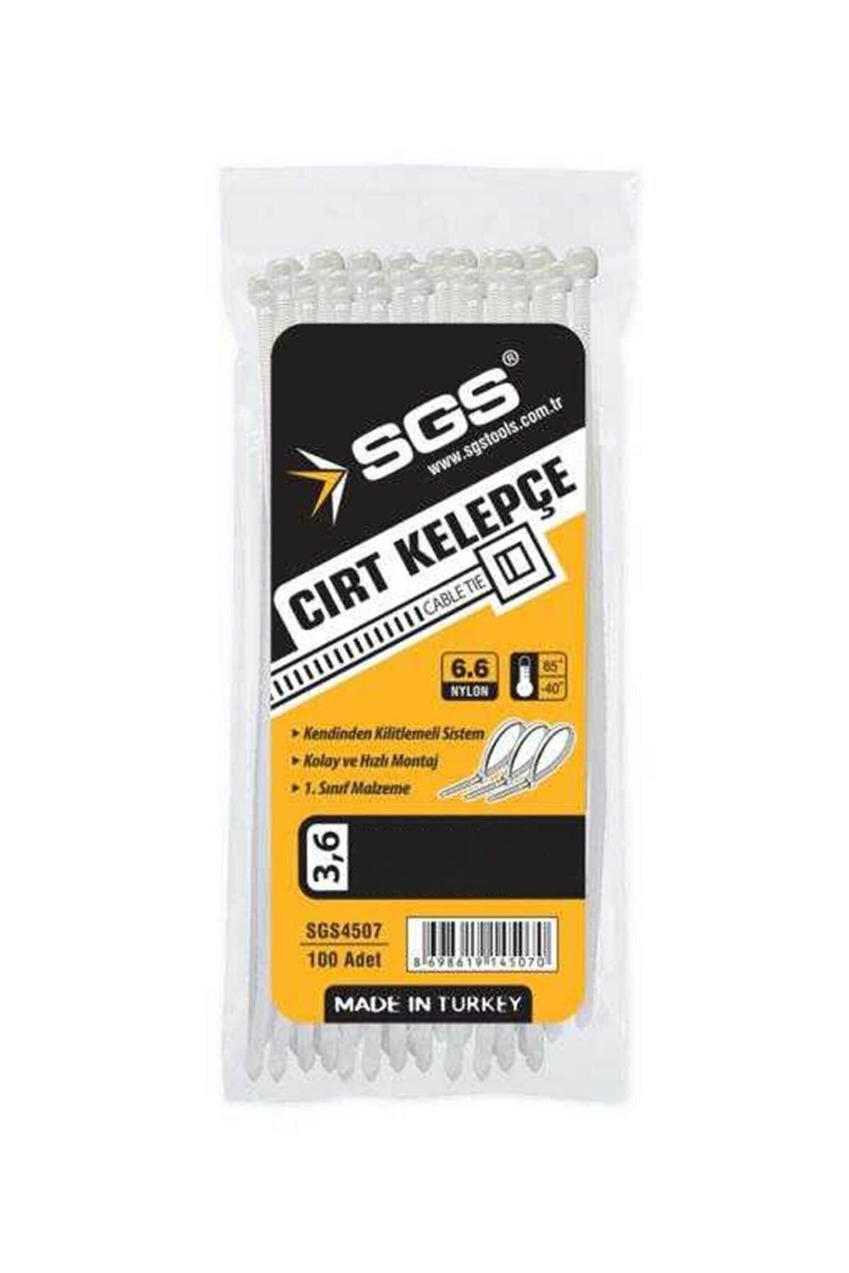 Sgs 4501 Cırt Kelepçe 2,5*150mm Beyaz