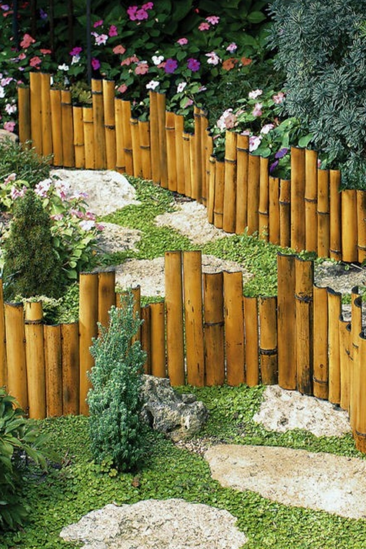 HB BOTANIC Bambu Mini Bahçe Çiti, Çiçeklik Bordürü 35 Cm 10 Adet