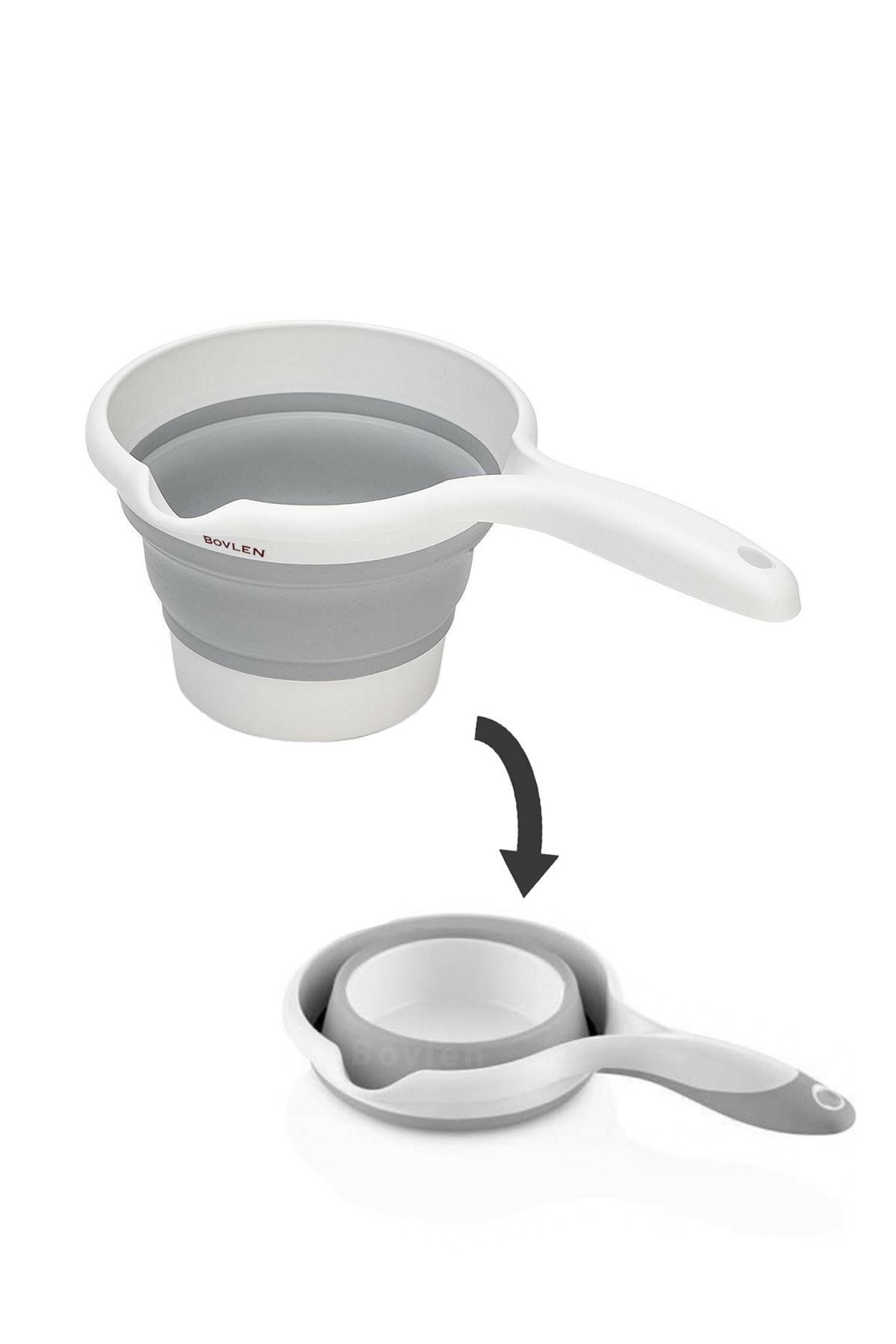 Bovlen 1.1 Litre Katlanabilir Maşrapa -katlanır Koçero - Gri - 27x17x4 Cm
