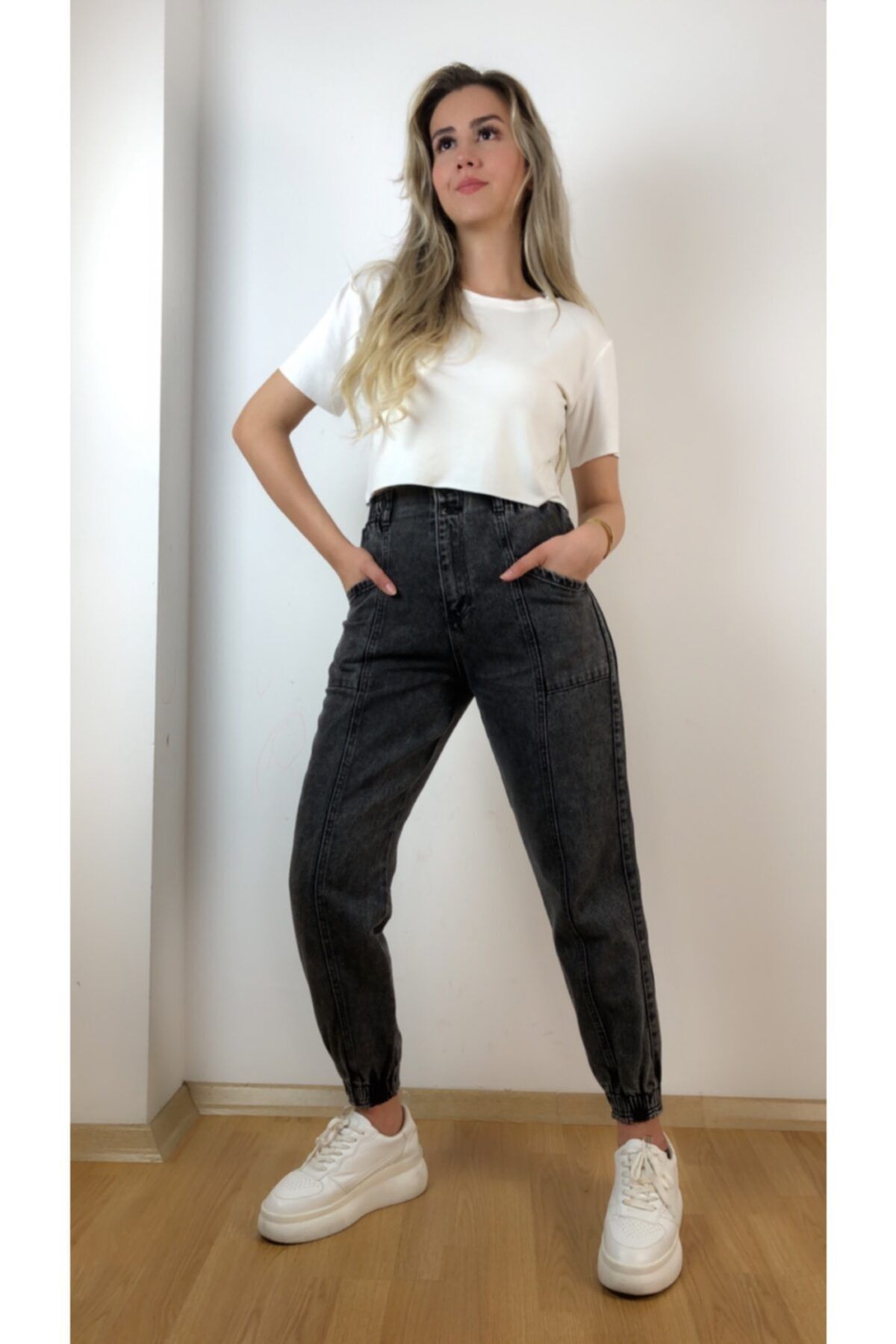 benlibutikk Beli Ve Paçası Lastikli Mom Jean