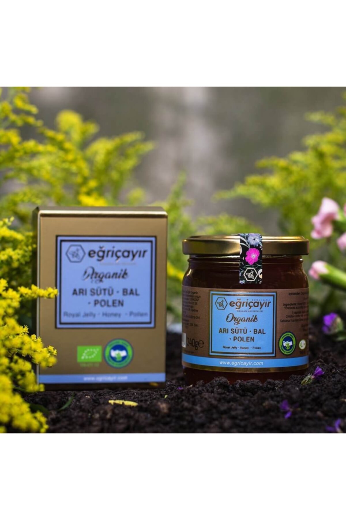 Eğriçayır Organik Arı Sütü Bal Polen Karışımı 240g