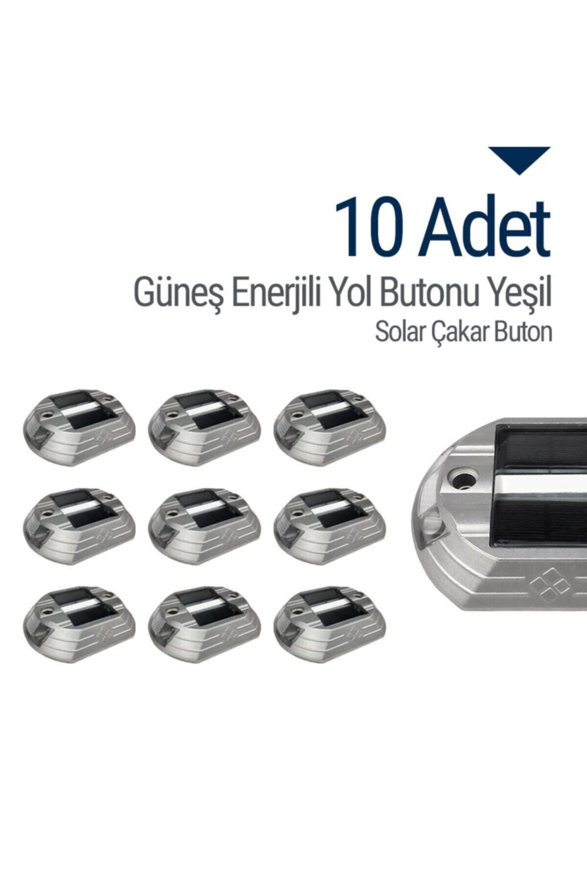 İleri Trafik 10`lu Set Güneş Enerjili Yol Butonu Yeşil, Solar Çakar Buton