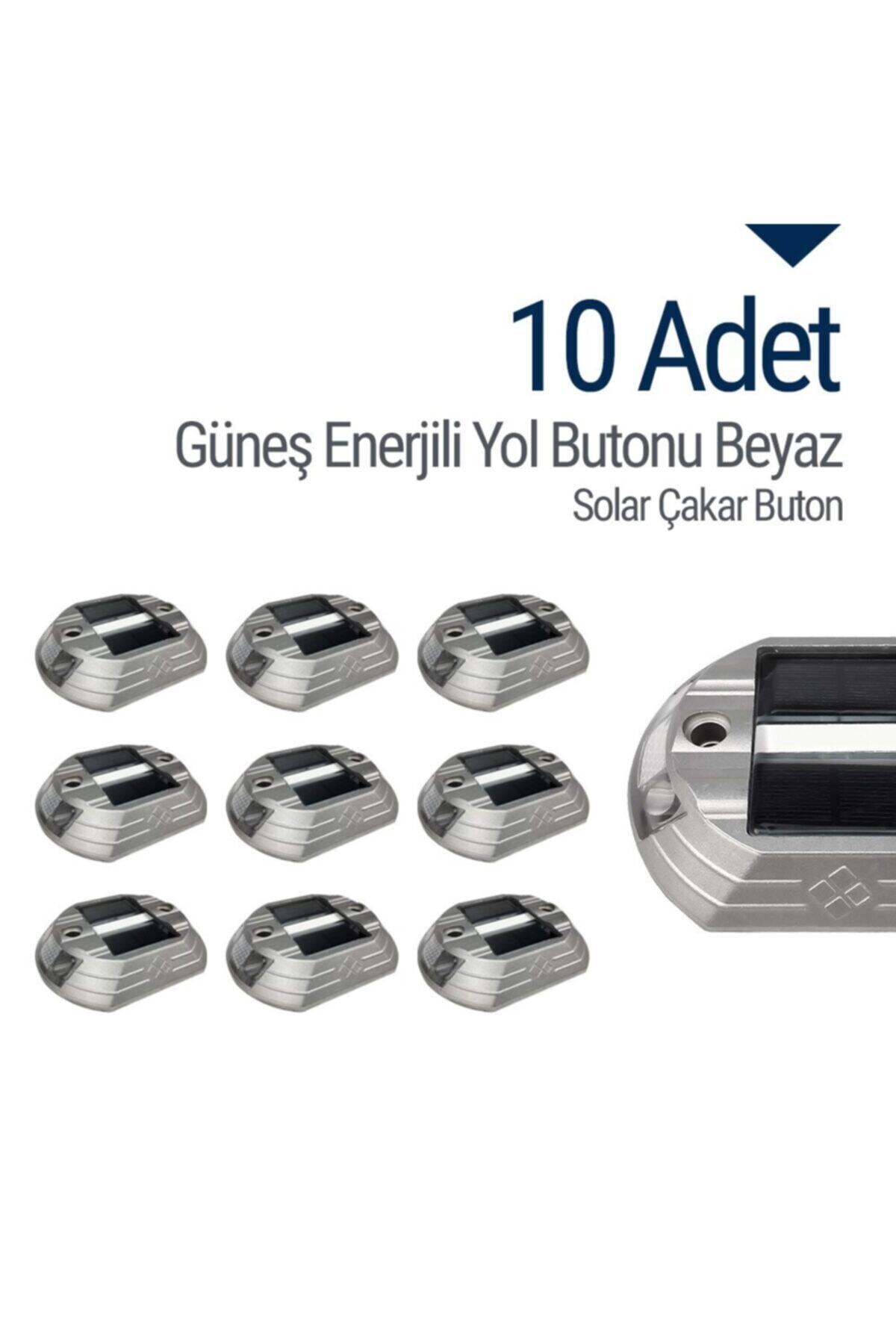 İleri Trafik 10`lu Set Güneş Enerjili Yol Butonu Beyaz, Solar Çakar Buton