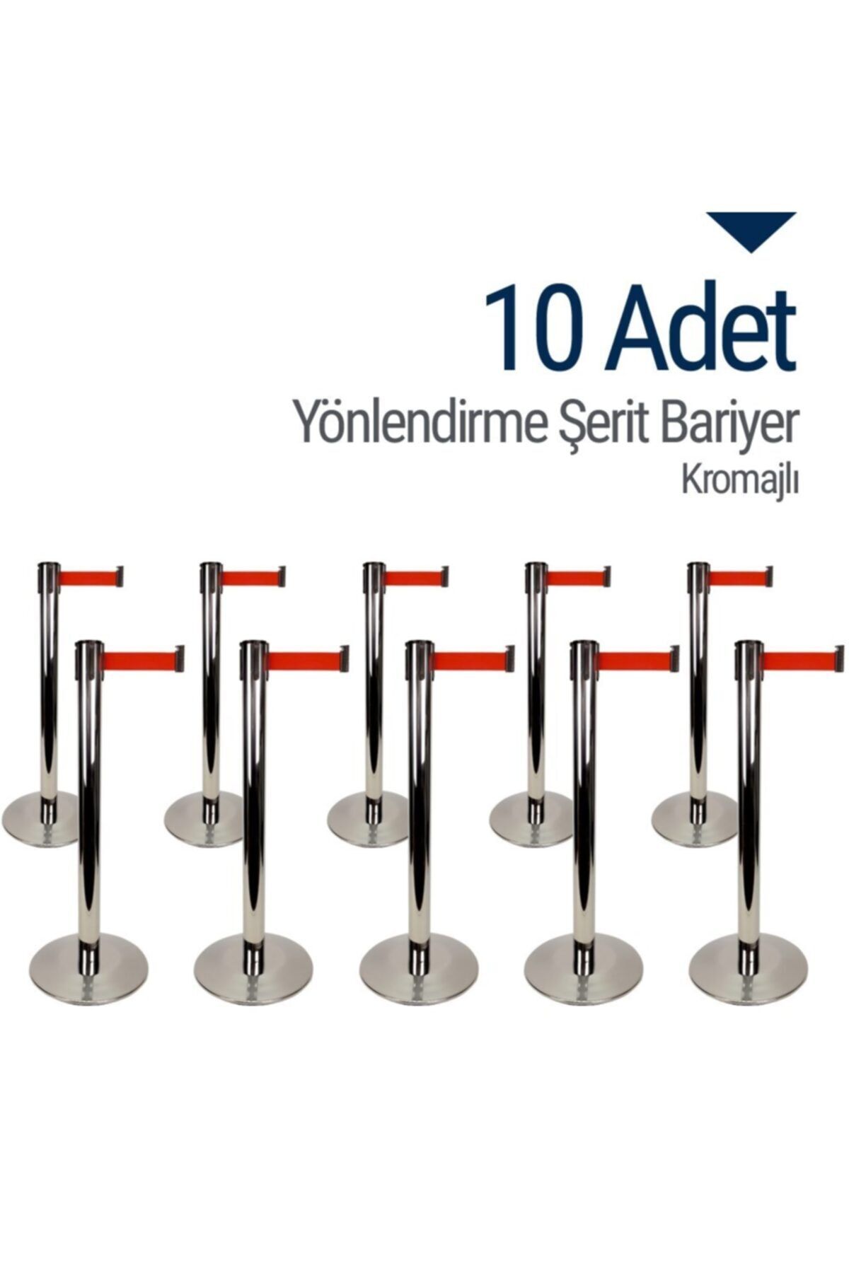 İleri Trafik Yönlendirme Şerit Bariyer 10 Adet Indirimli Set - Kromajlı