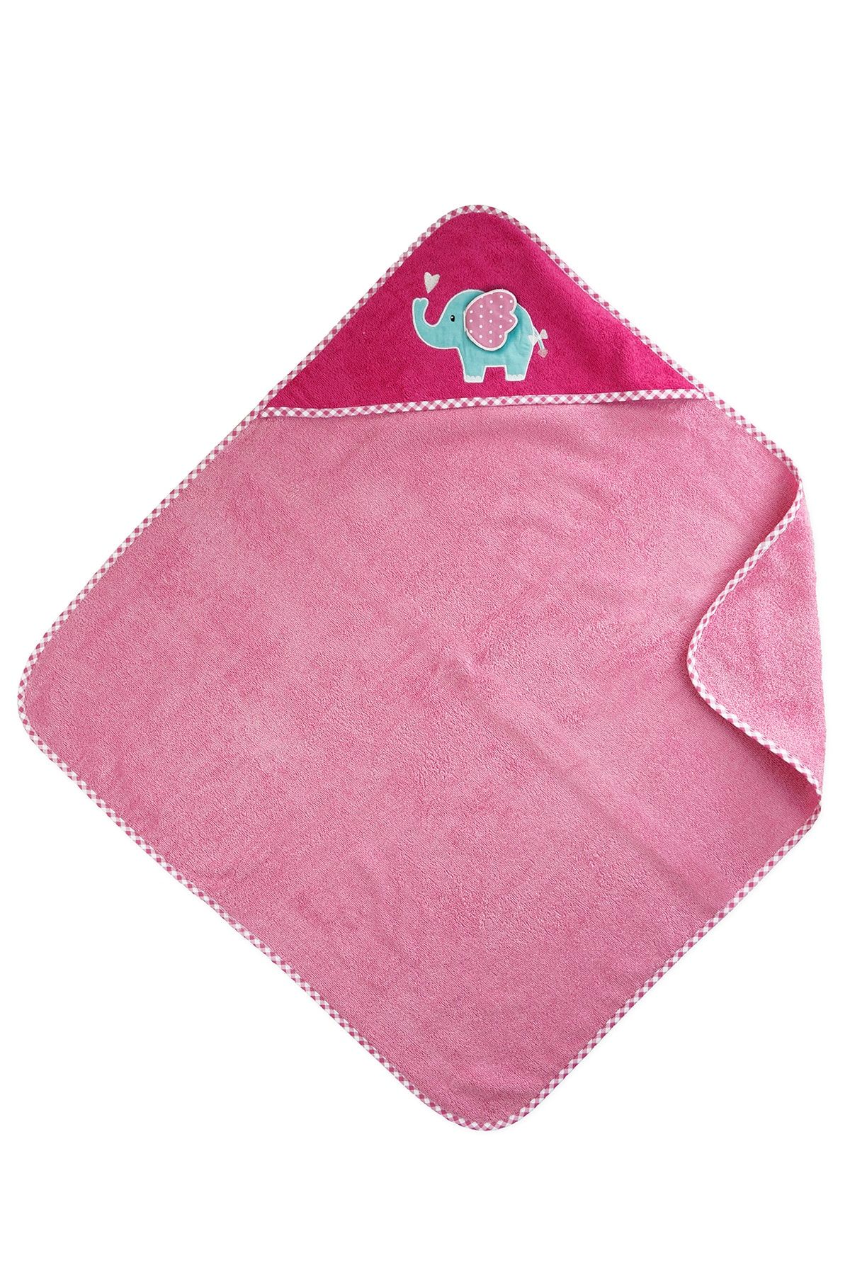 Alpar Tekstil Bebek Banyo havlu kundak - Fil nakışlı/ pembe