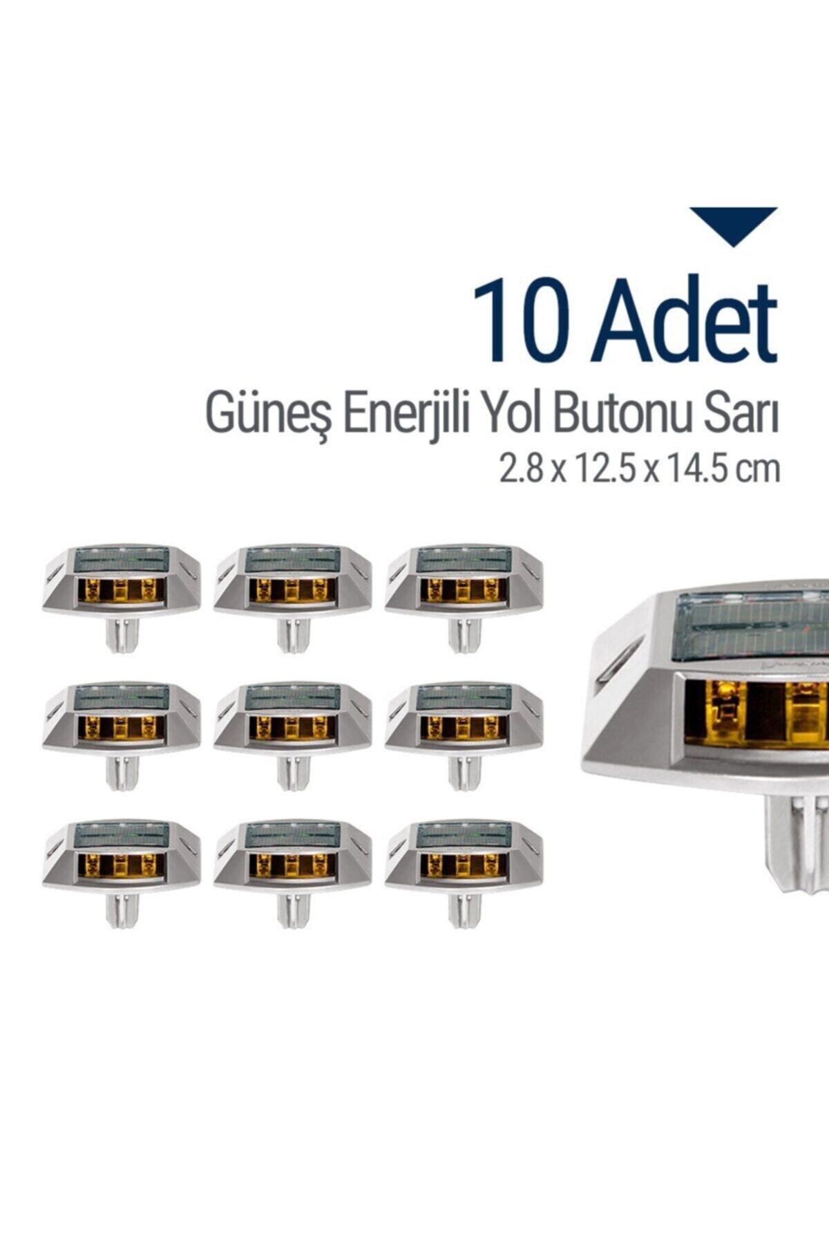 İleri Trafik 10'lu Set Güneş Enerjili Yol Butonu Sarı, Solar Çakar Buton