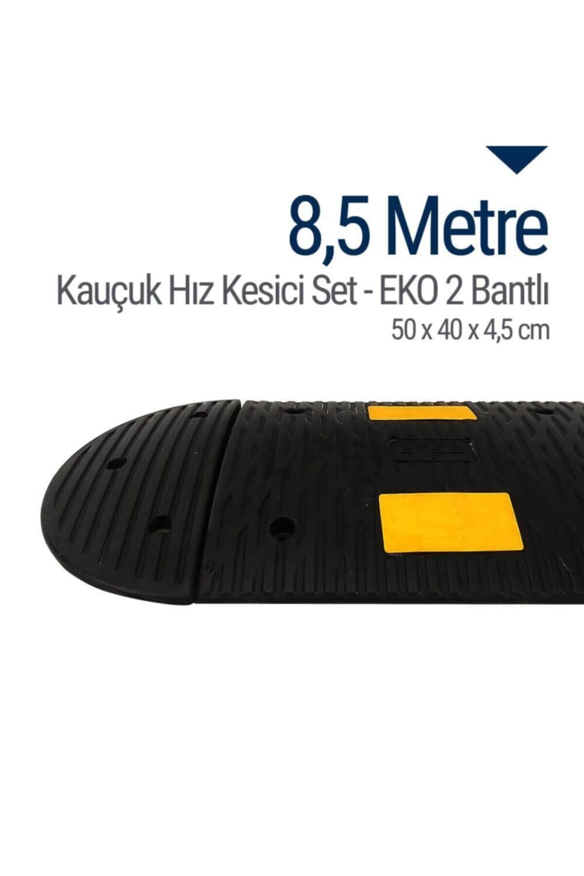 İleri Trafik Kauçuk Hız Kesici, Yol Kasisi 50 X 40 X 5,5cm - Eko 2 Bantlı - 8,5 Metre