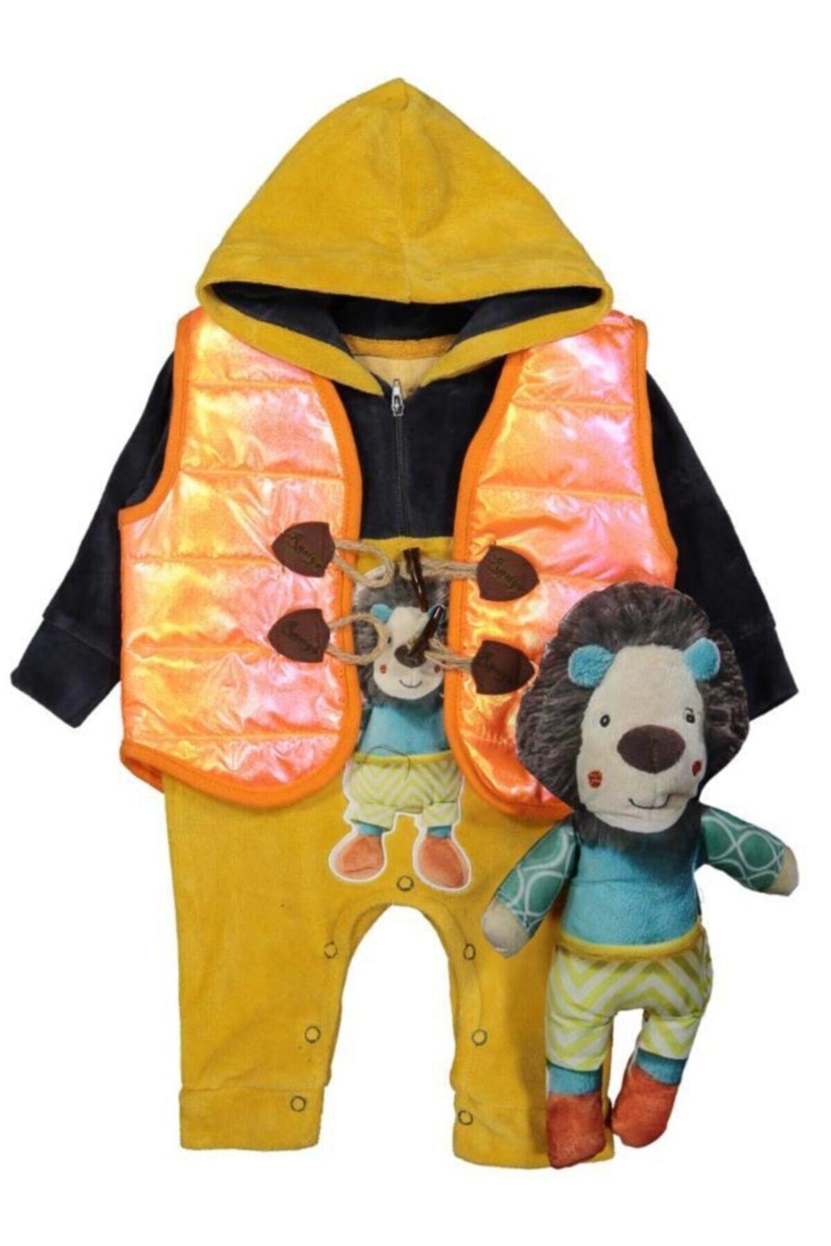 RASİYA BABY Rsy-80066 Şişme Yelekli Oyuncaklı Kapüşonlu Kadife Tulum