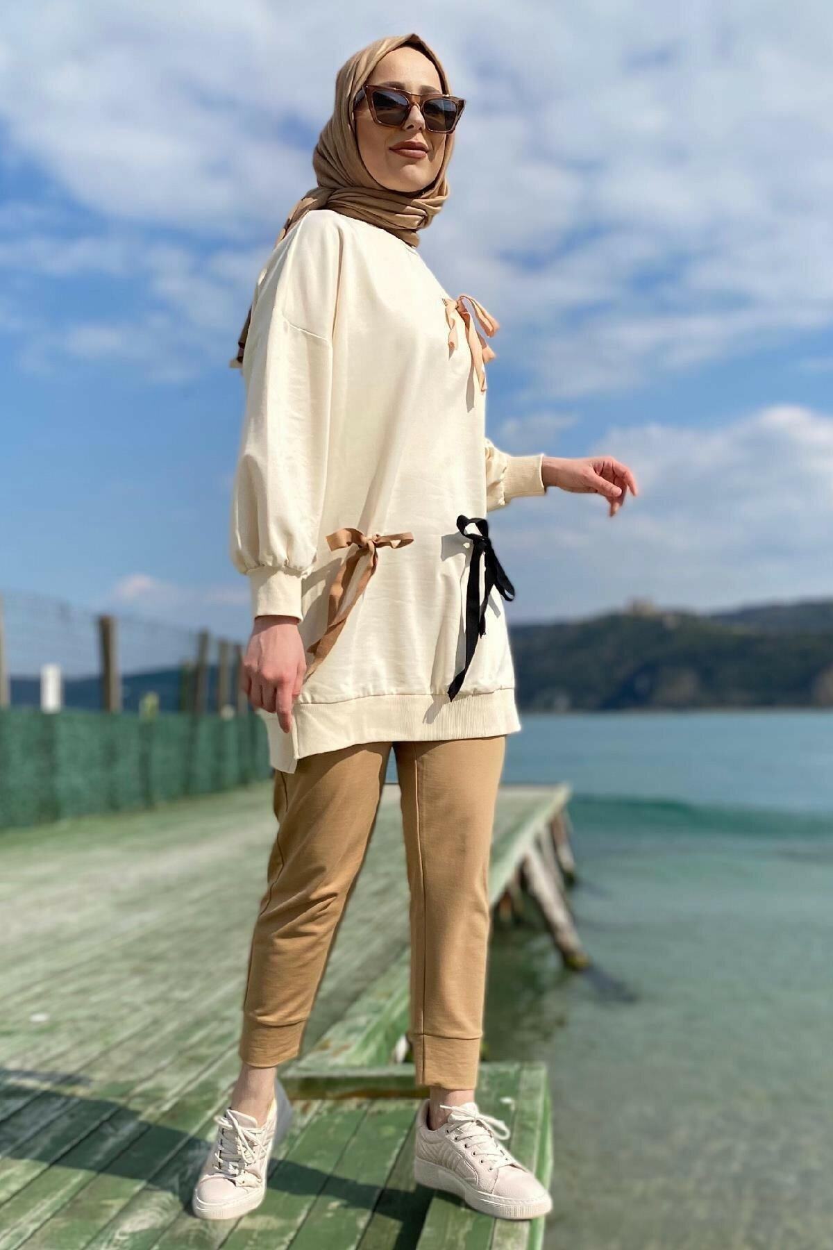 meqlife Ip Detaylı Sweatshirt - Bej