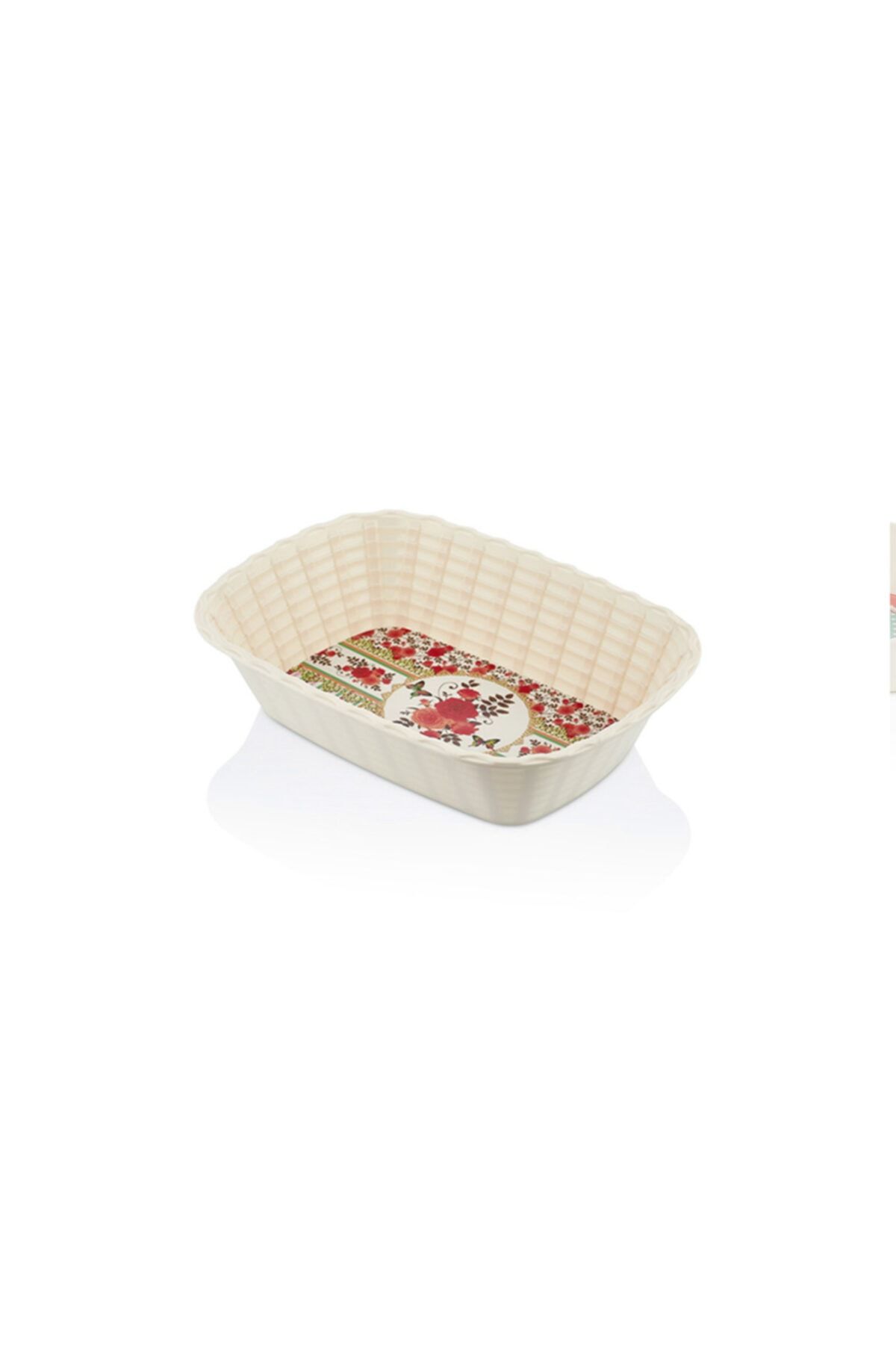 MorzaHome Melamin Hasır Ekmeklik 30 Cm Beyaz Desenli (29.5x21.5x6.7cm 237cm)