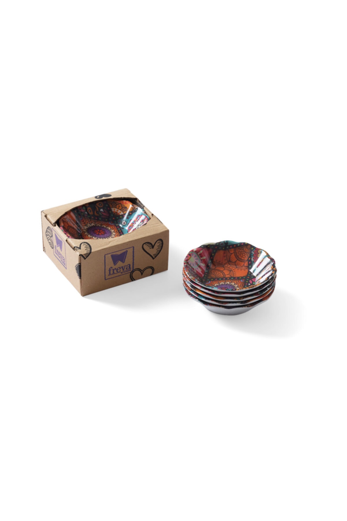ToMorza Melamin X6 Adet Desenli Çay Tabak 10cm Çap:10cm Yuk 2.5cm 308gr