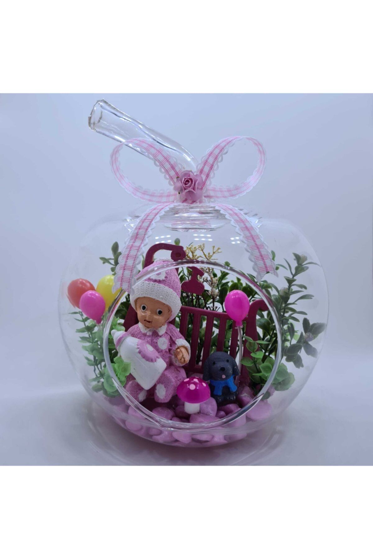 Fietra Kız Bebek Hediye Aramıza Hoşgeldin Biberonlu Bebek Cam Teraryum