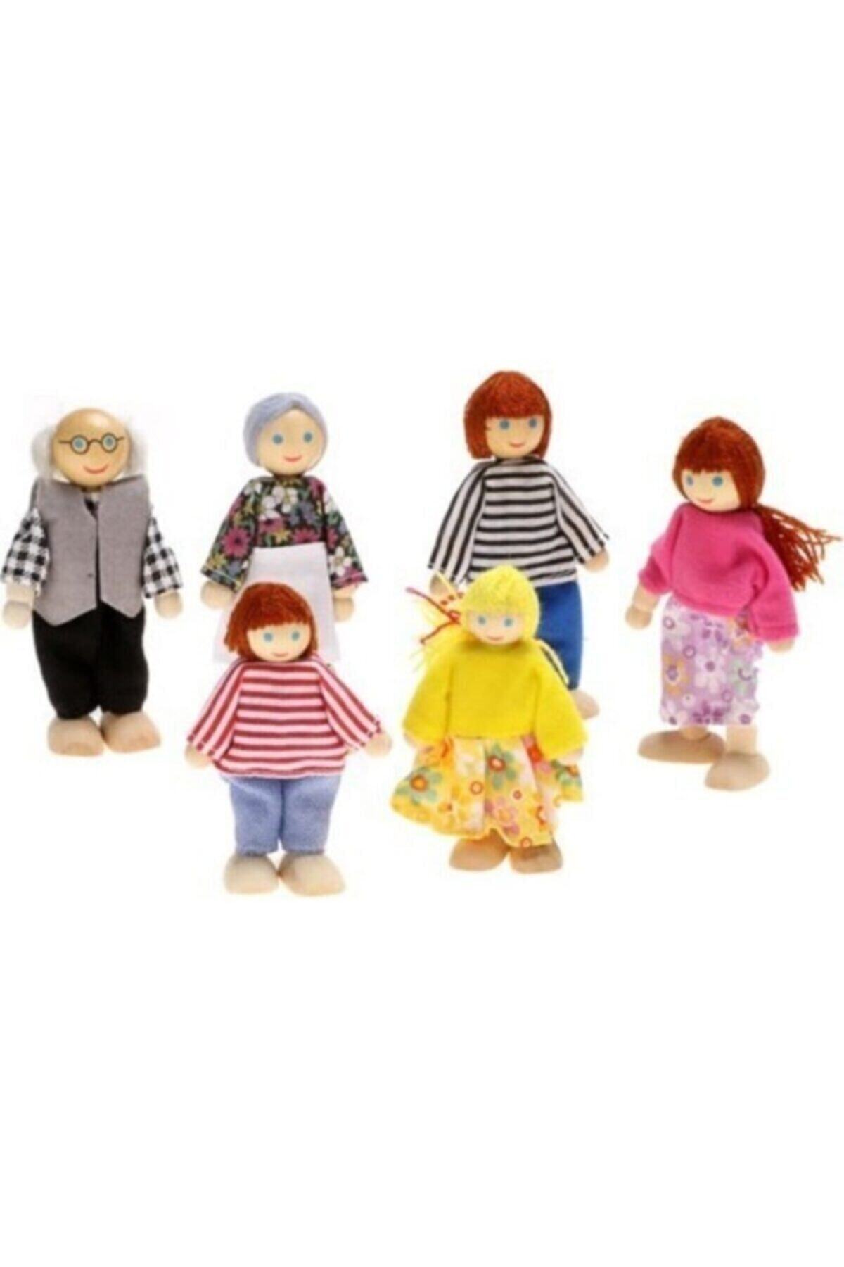 Wooden Toys Ahşap Oyuncak Oyun Evi Için Minik Bebek Ailesi Aile Oyun Seti