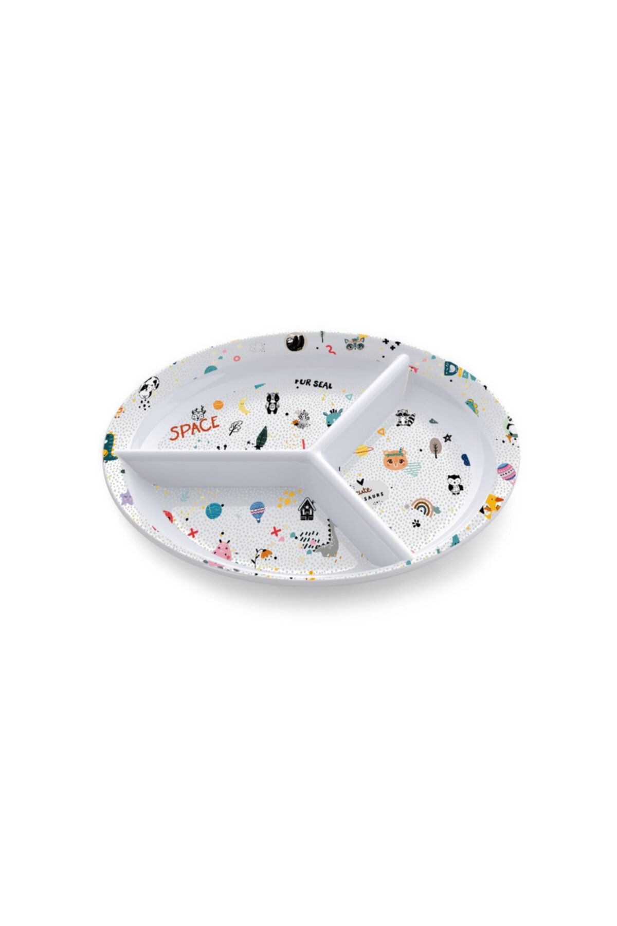 Hibana Melamin Çocuk Figürlü 3 Bölmeli Mama Tabak 23.5cm