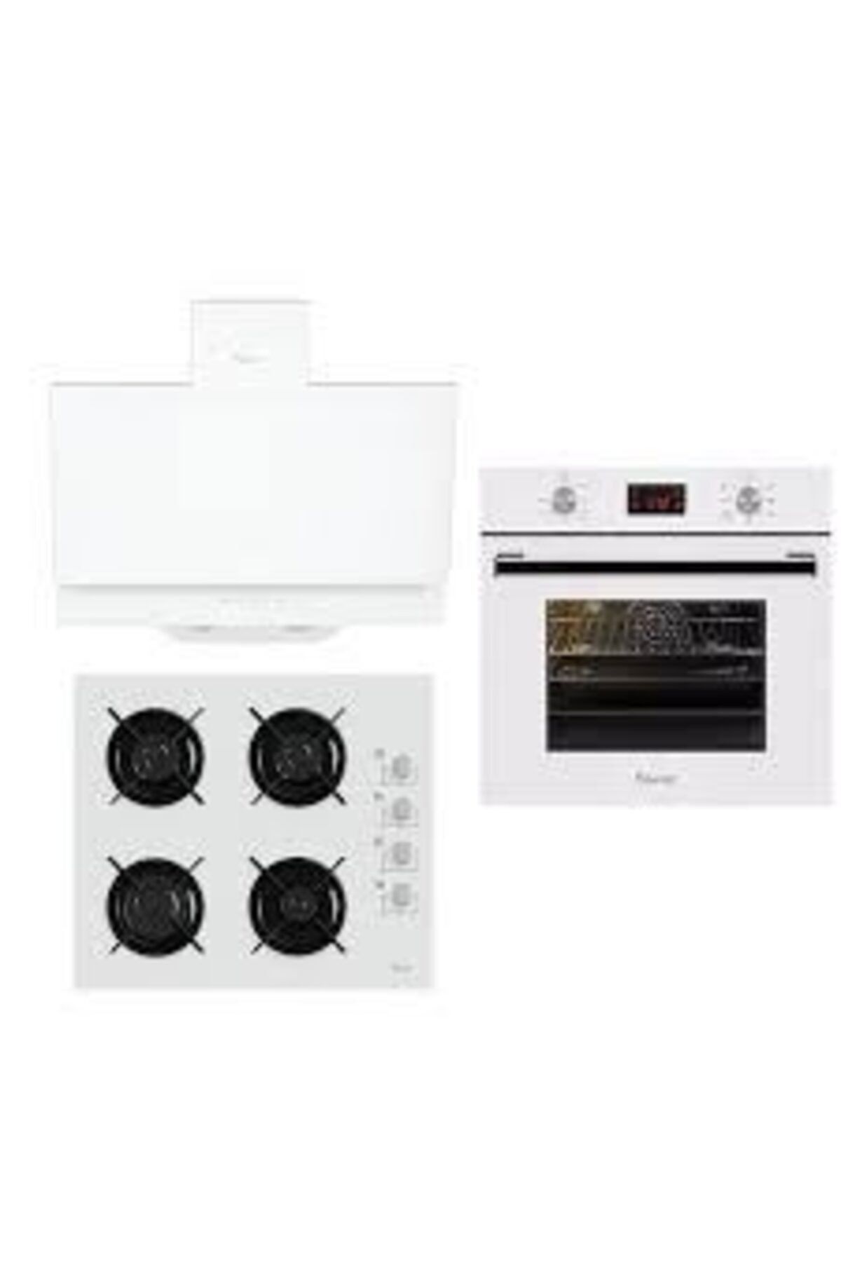 Ferre 8001 - B 1140 Ce - D017 Beyaz Cam Ankastre Set